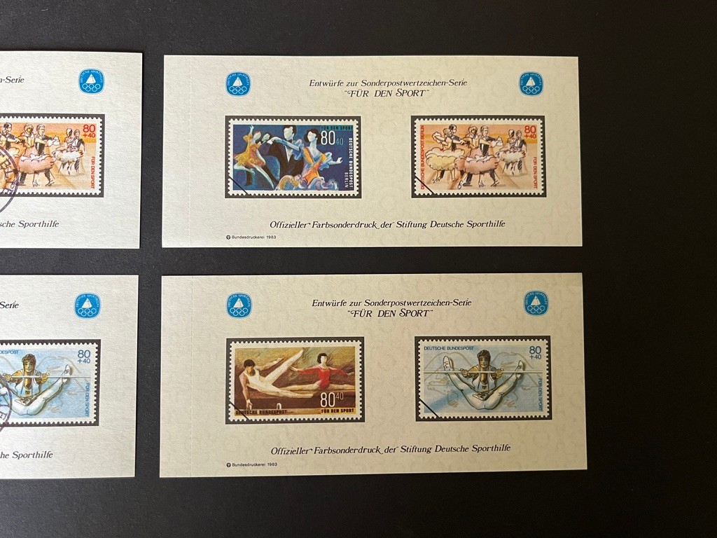 Entwürfe zur Sonderpostwertzeichen-Serie "Für den Sport" der Stiftung Deutsche Sporthilfe - Privaterzeugnis Bundesdruckerei 1983