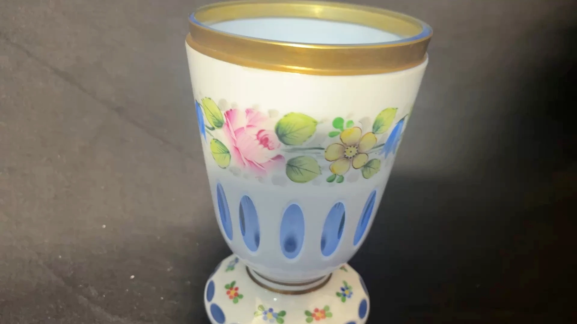 Bohemia Glas Kelch 20. Jhd mit Etikett