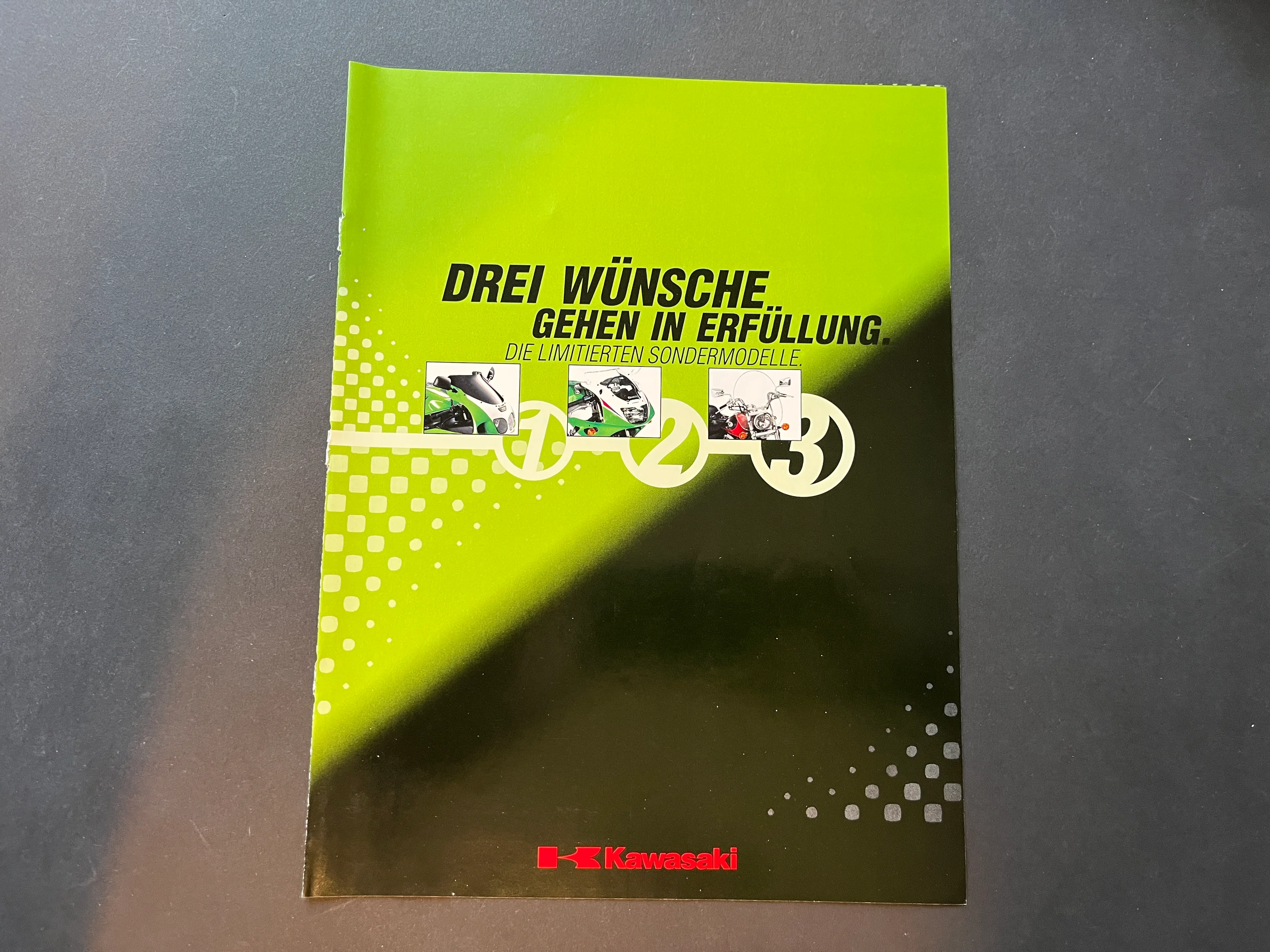 Werbeanzeigen aus MOTORRAD Zeitschriften KAWASAKI "3 Wünsche gehen in Erfüllung"Modelljahrgang 1999