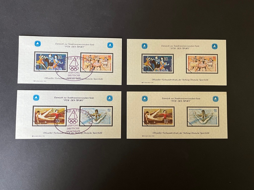 Entwürfe zur Sonderpostwertzeichen-Serie "Für den Sport" der Stiftung Deutsche Sporthilfe - Privaterzeugnis Bundesdruckerei 1983