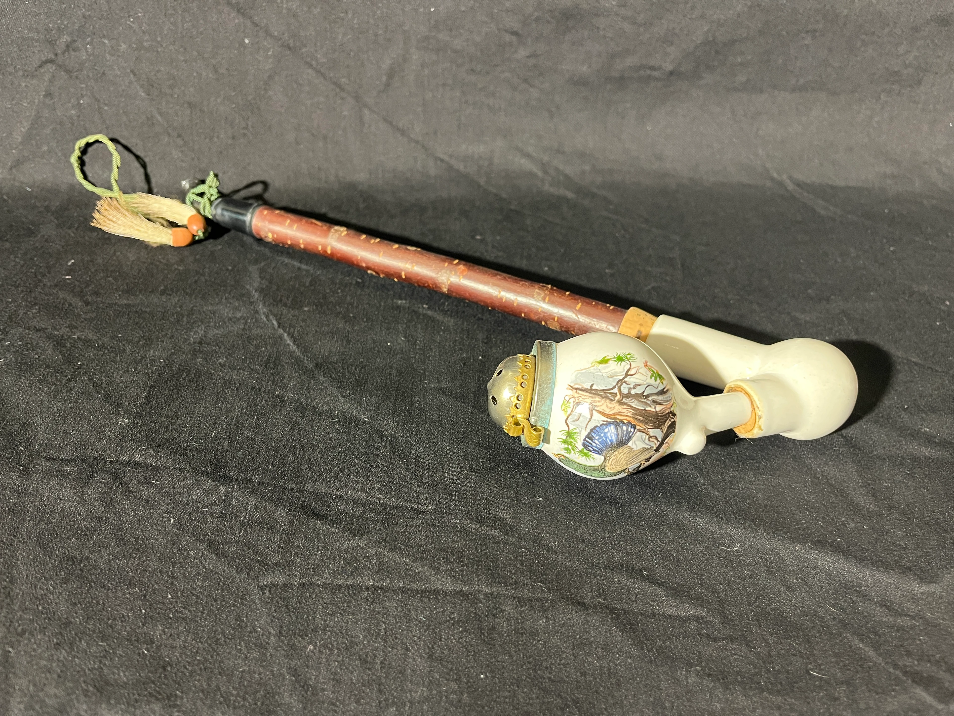 Porzellanpfeife 19. Jhd mit Jagdmotiv - ungebraucht