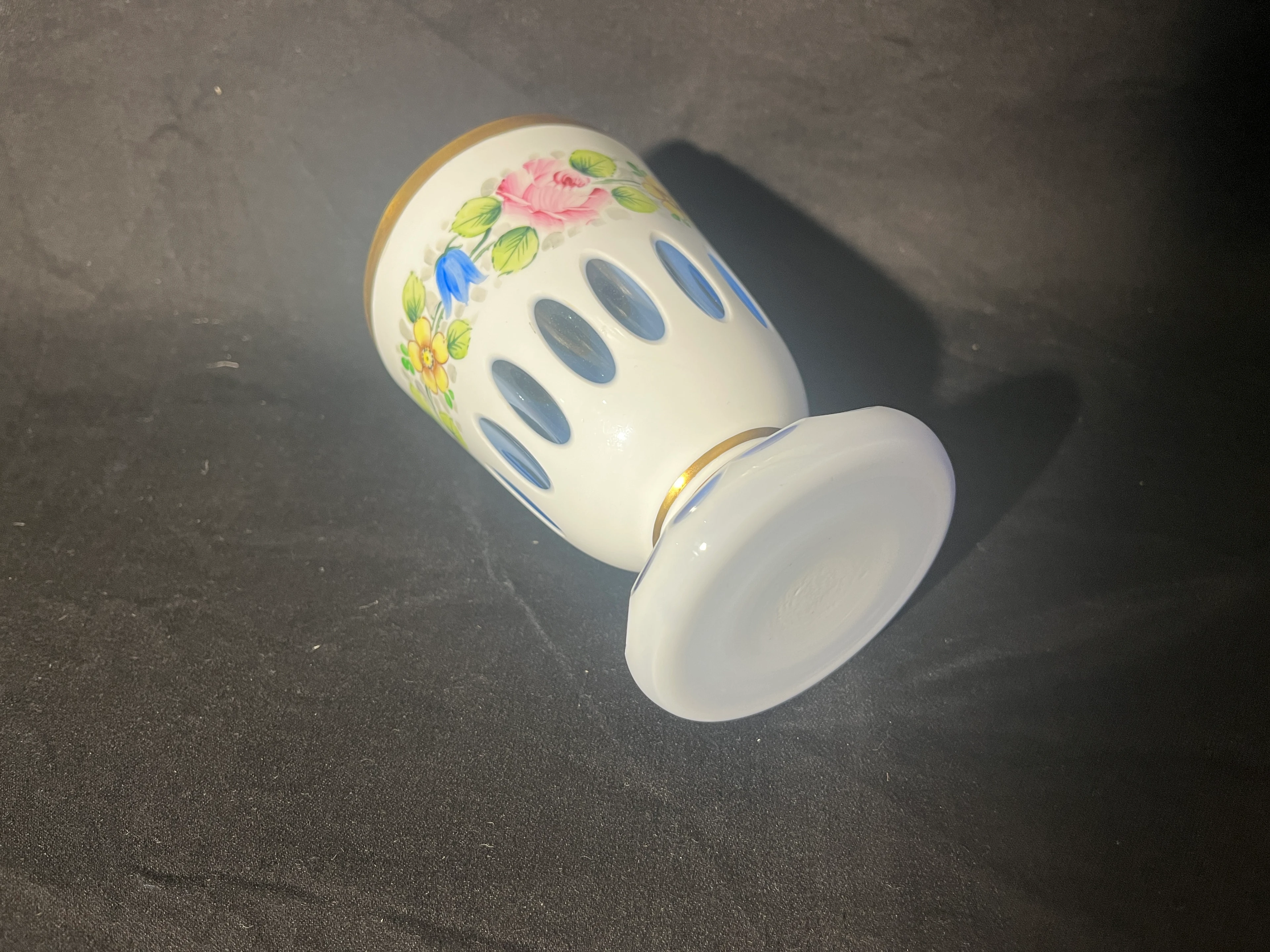 Bohemia Glas Kelch 20. Jhd mit Etikett