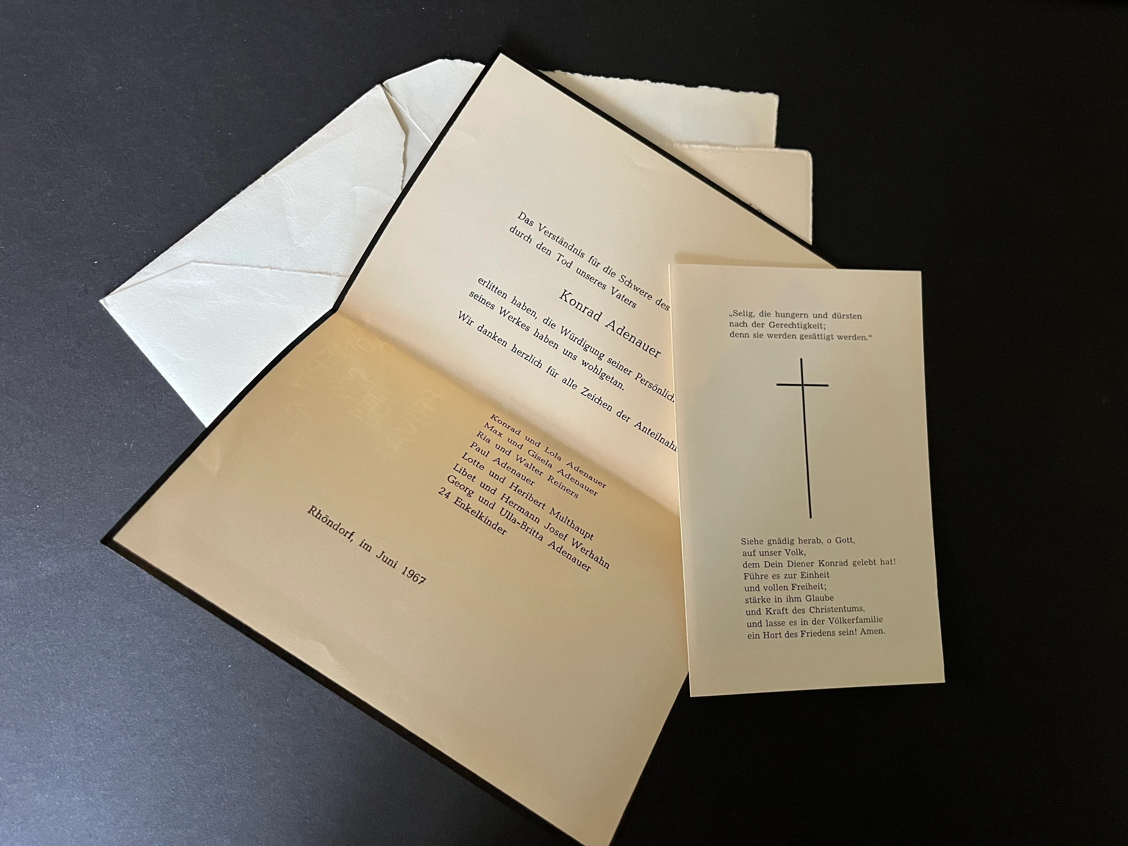 Dankschreiben zum 90. Geburtstag von Konrad Adenauer mit Autogramm