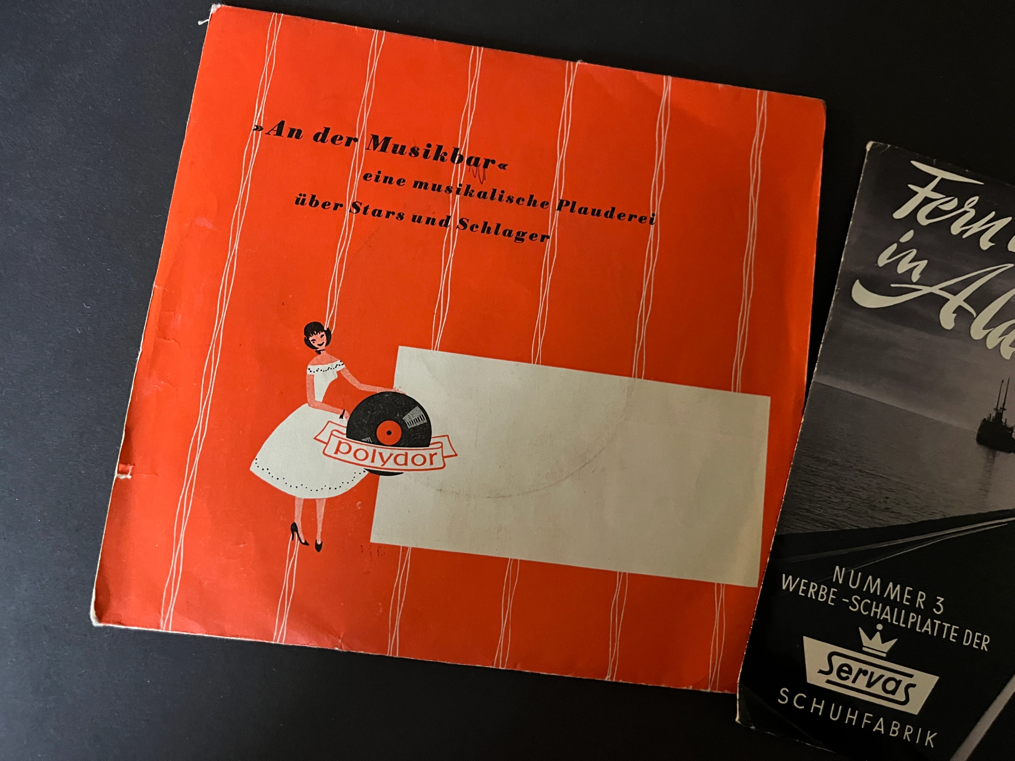 3x Werbesingle aus den 50er Jahren in Papierschuber Schuhaus Coburg