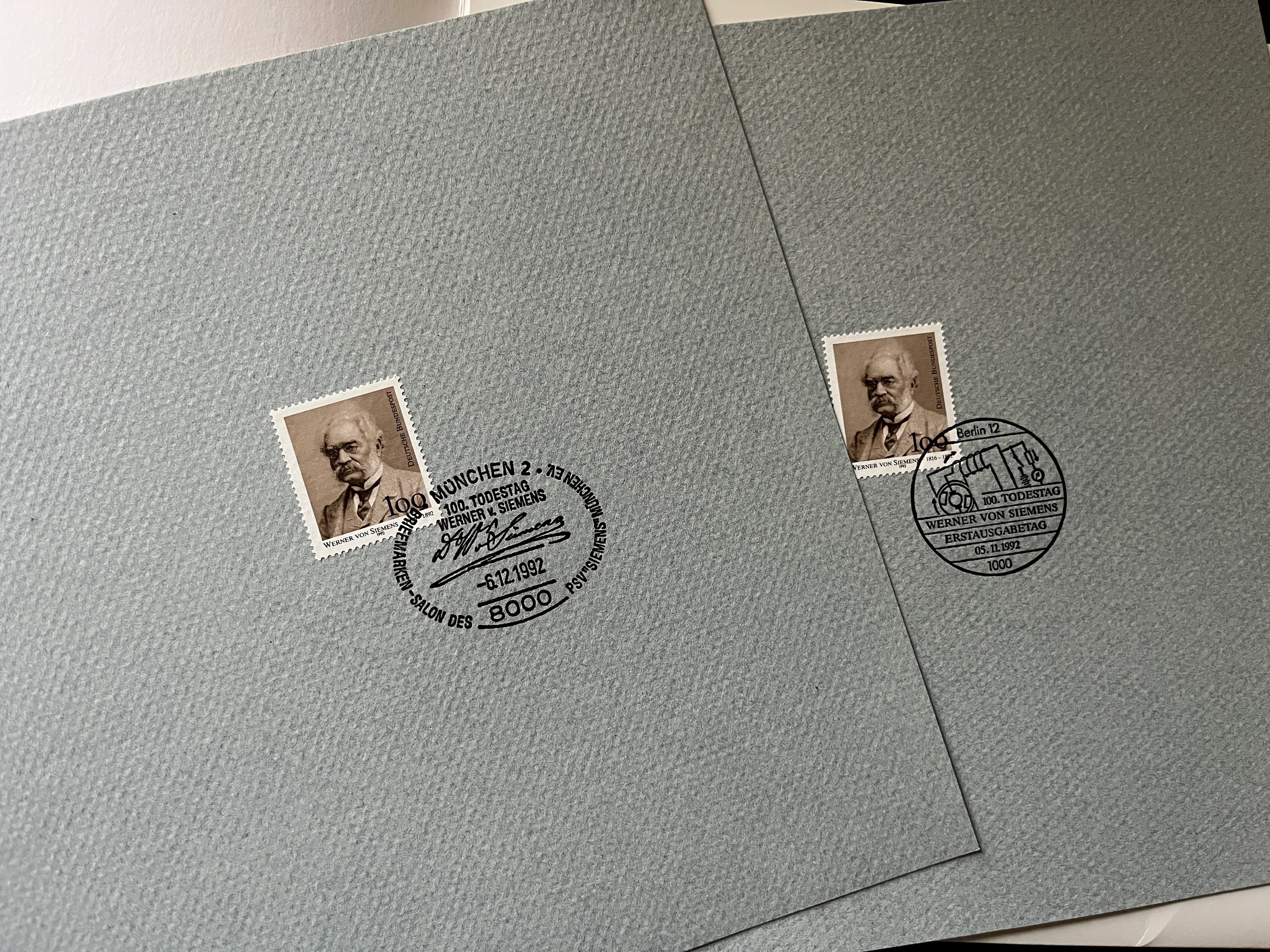 Schmuckblatt / Sonderkarte im Falter Werner von Siemens 1992 - gestempelt