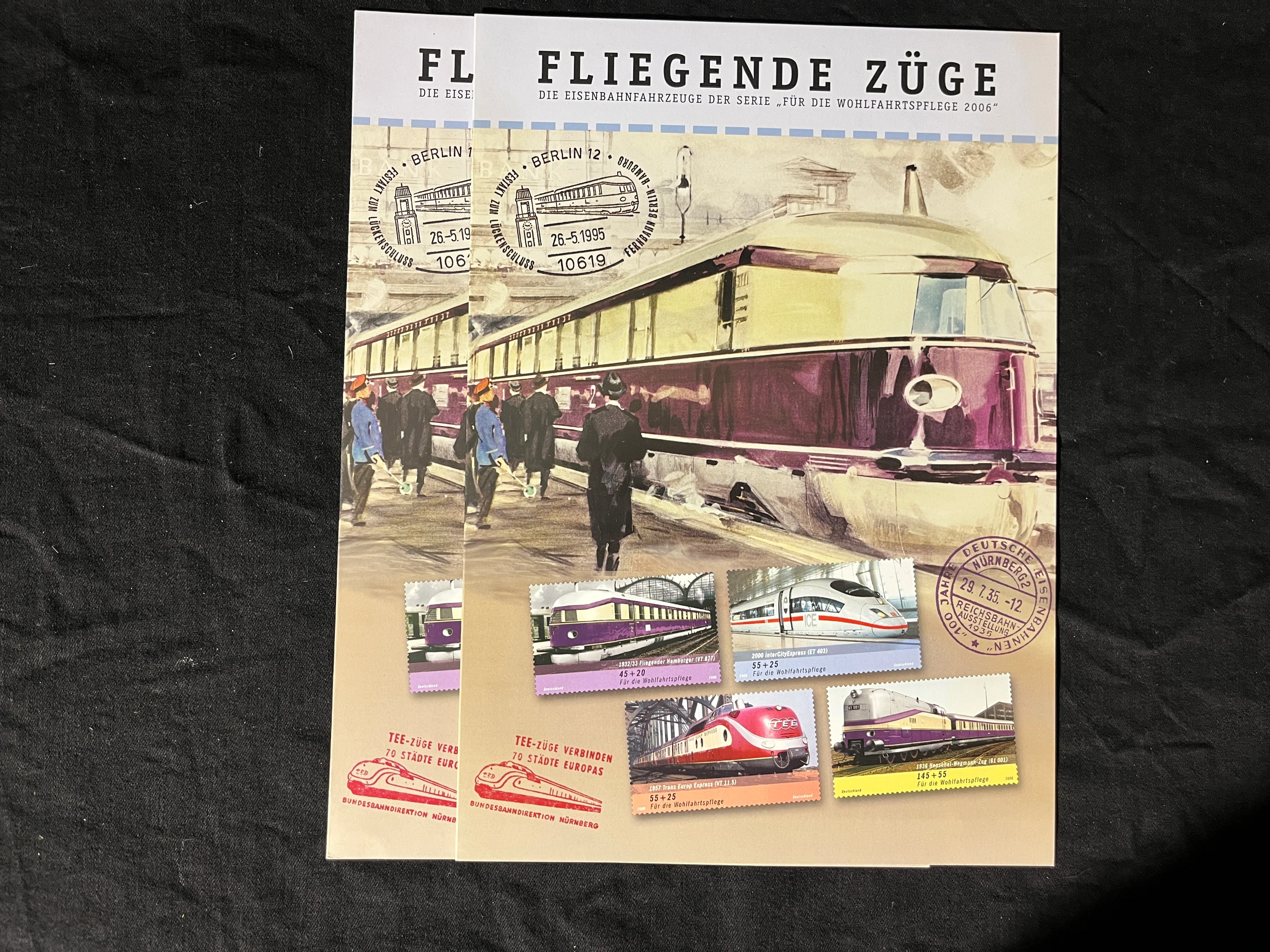 Sonderpostwertzeichen Faltkarte Wohlfahrtspflege 2006 "Fiegende Züge"