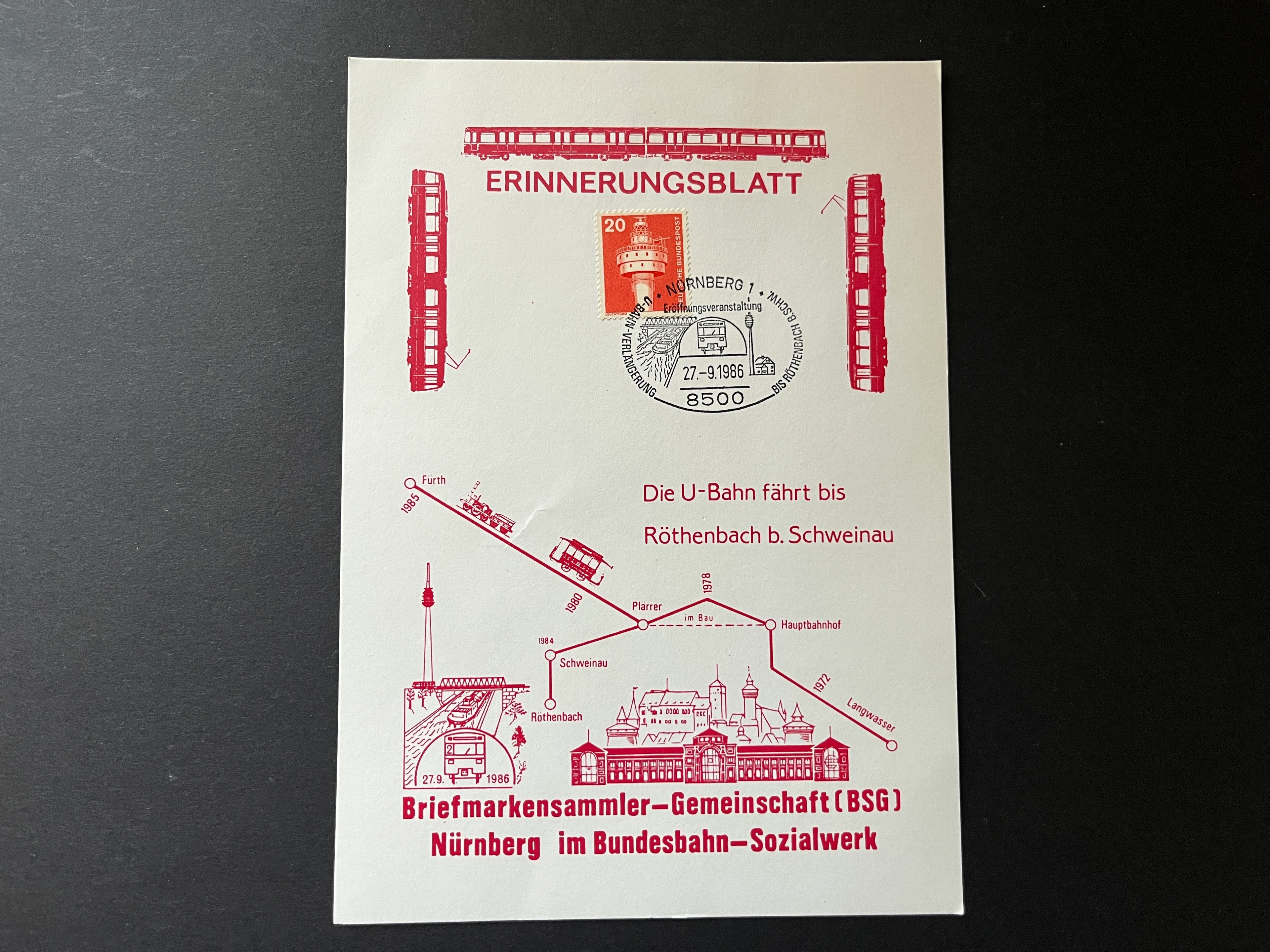 Erinnerungsblatt U-Bahn Nürnberg 1986