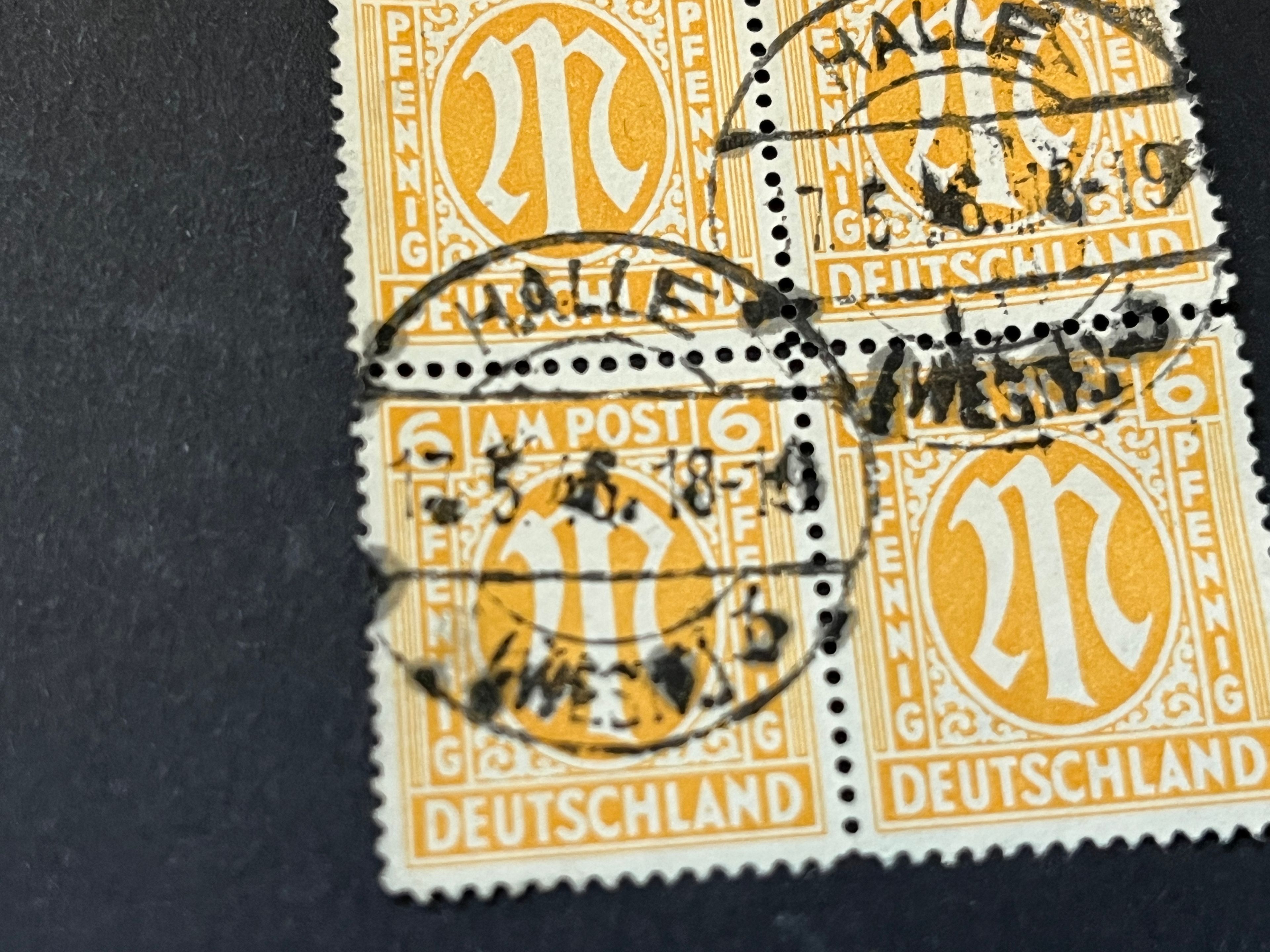 Alliierte Besetzung - britische Zone #13 Viererblock auf Papier "x" gestempelt