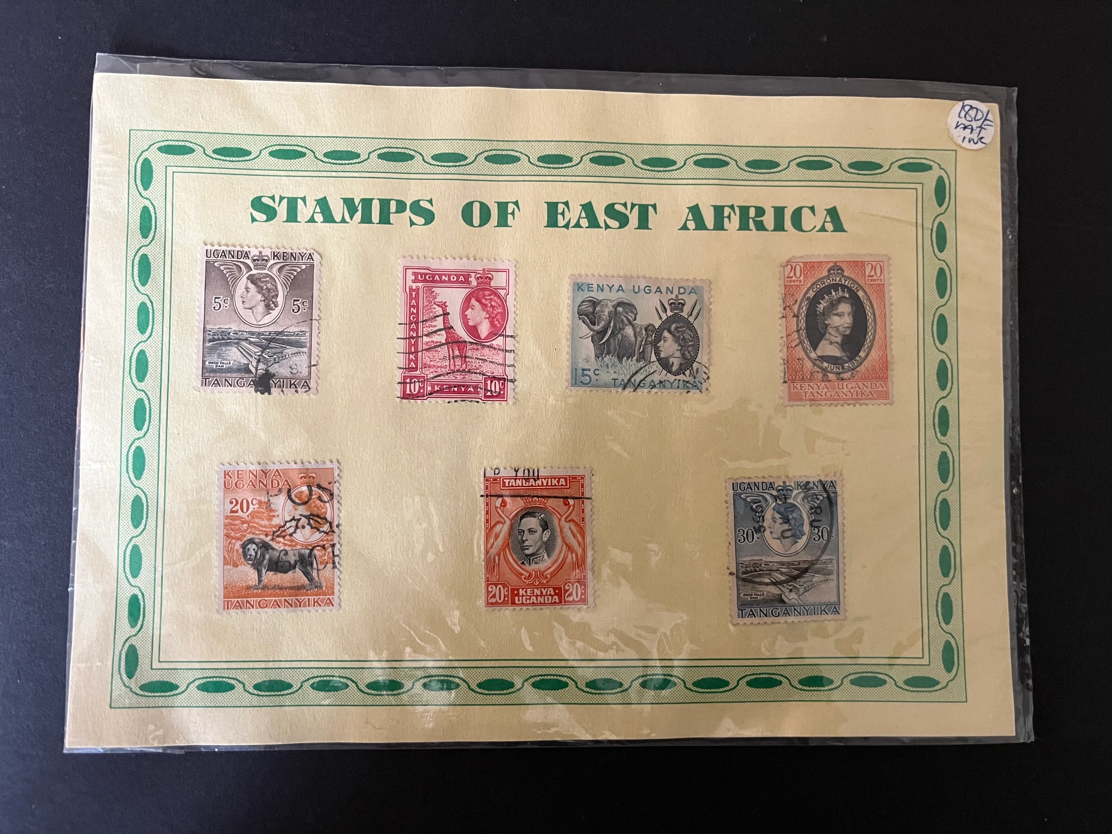 Schmuckblatt Stamps of East Africa 1950/60er Jahre