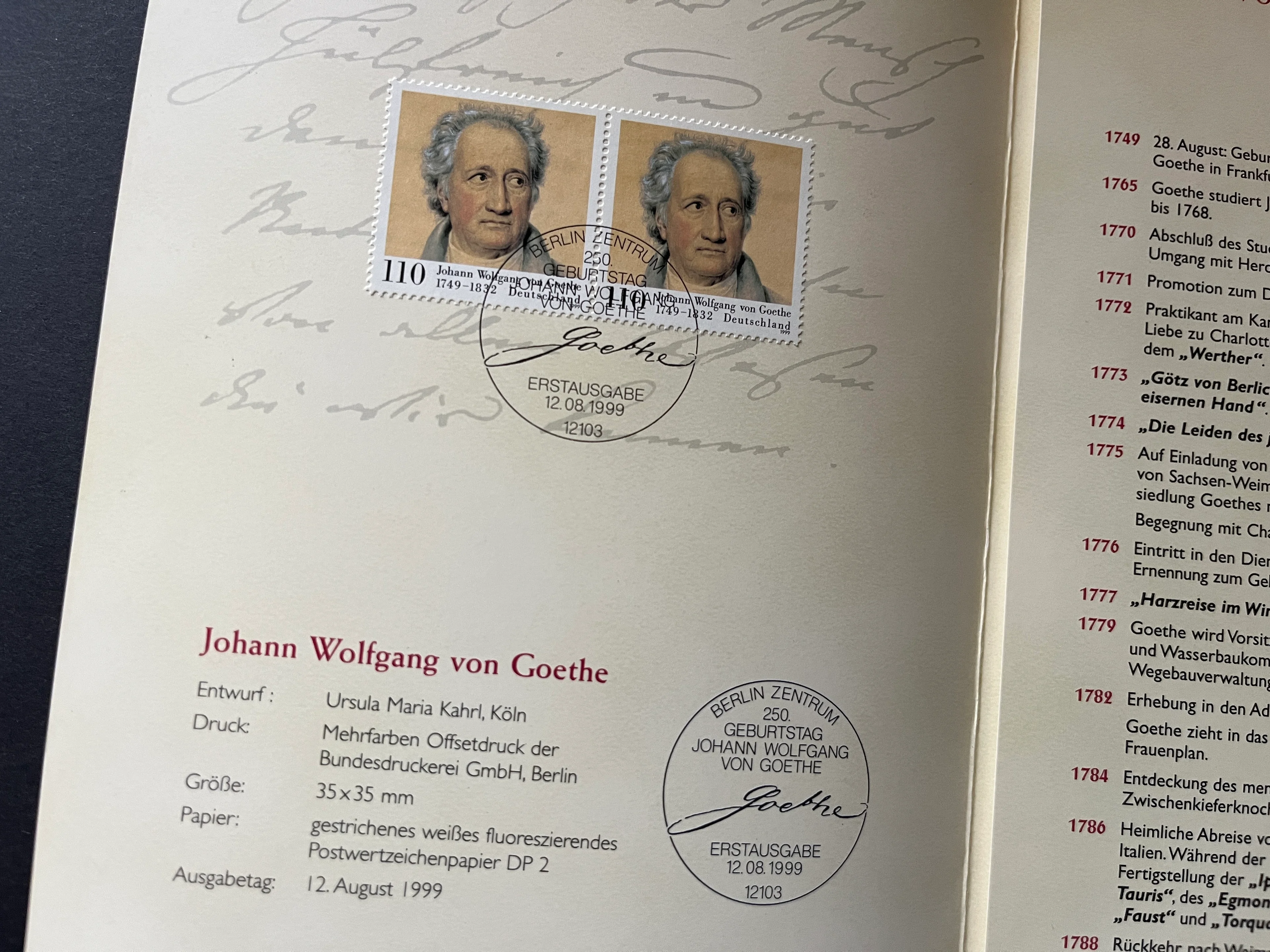 Sonderkarte 1100 Jahre Weimar 1999 Sondergestempelt