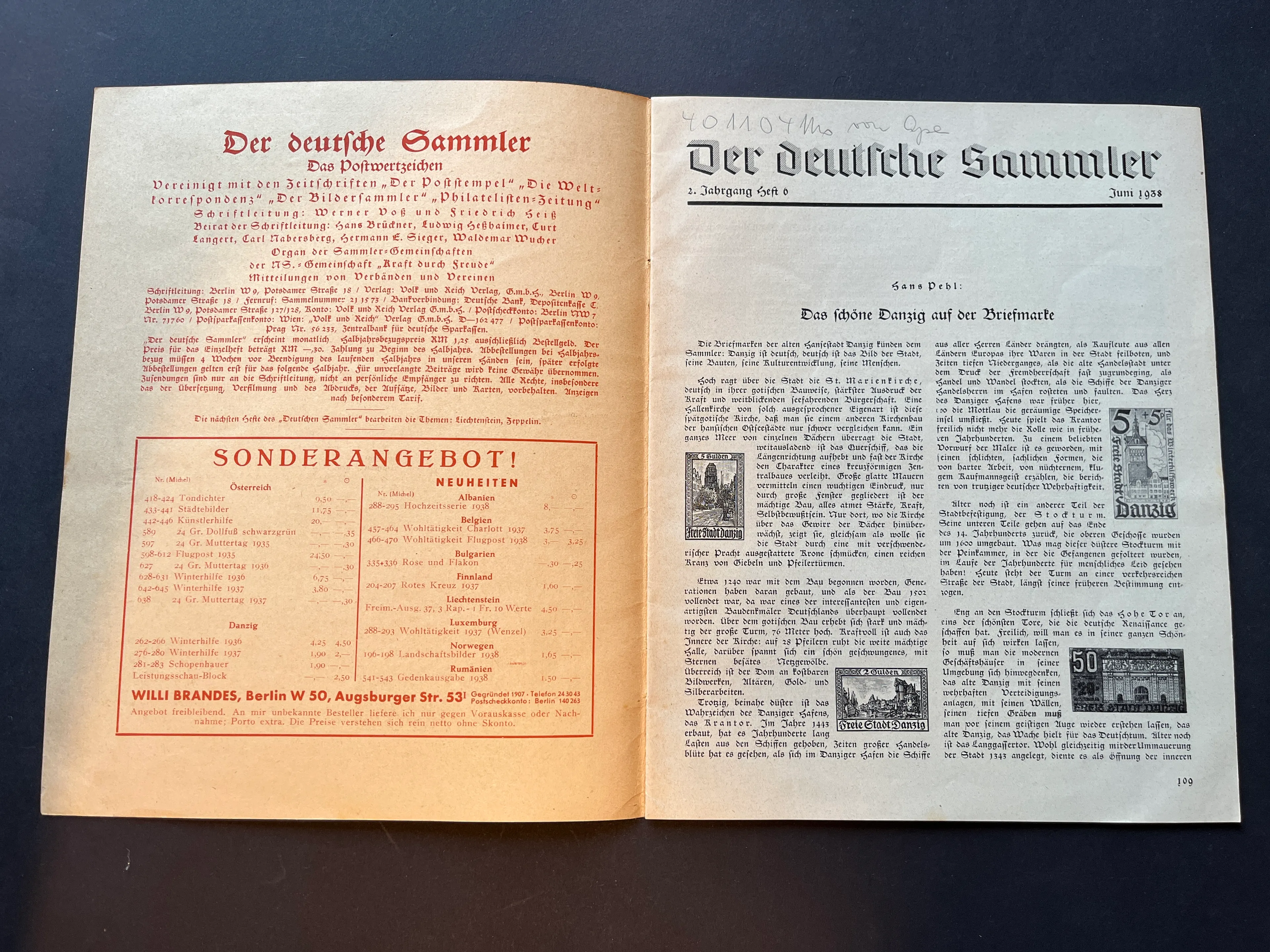 Der Deutsche Sammler - Das Postwertzeichen Juni 1938