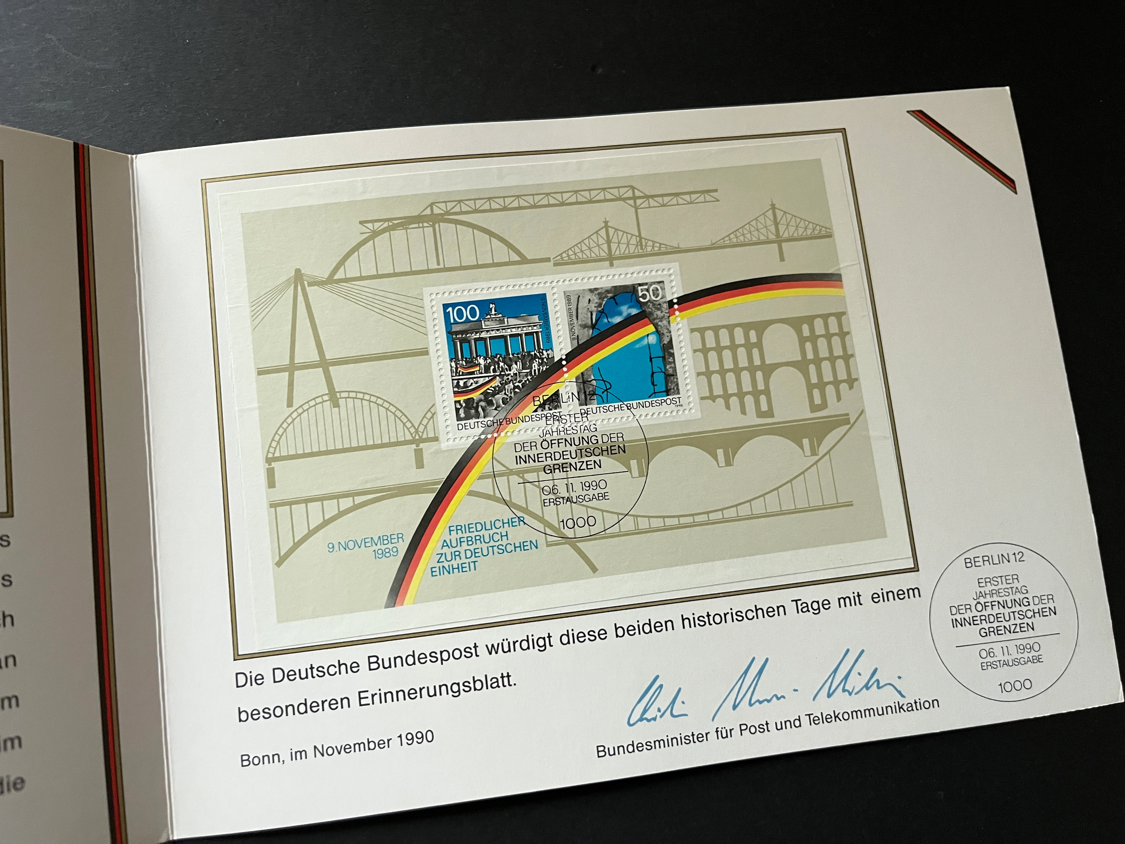 Sonderkarte Einigkeit und Freiheit 1990 Sondergestempelt
