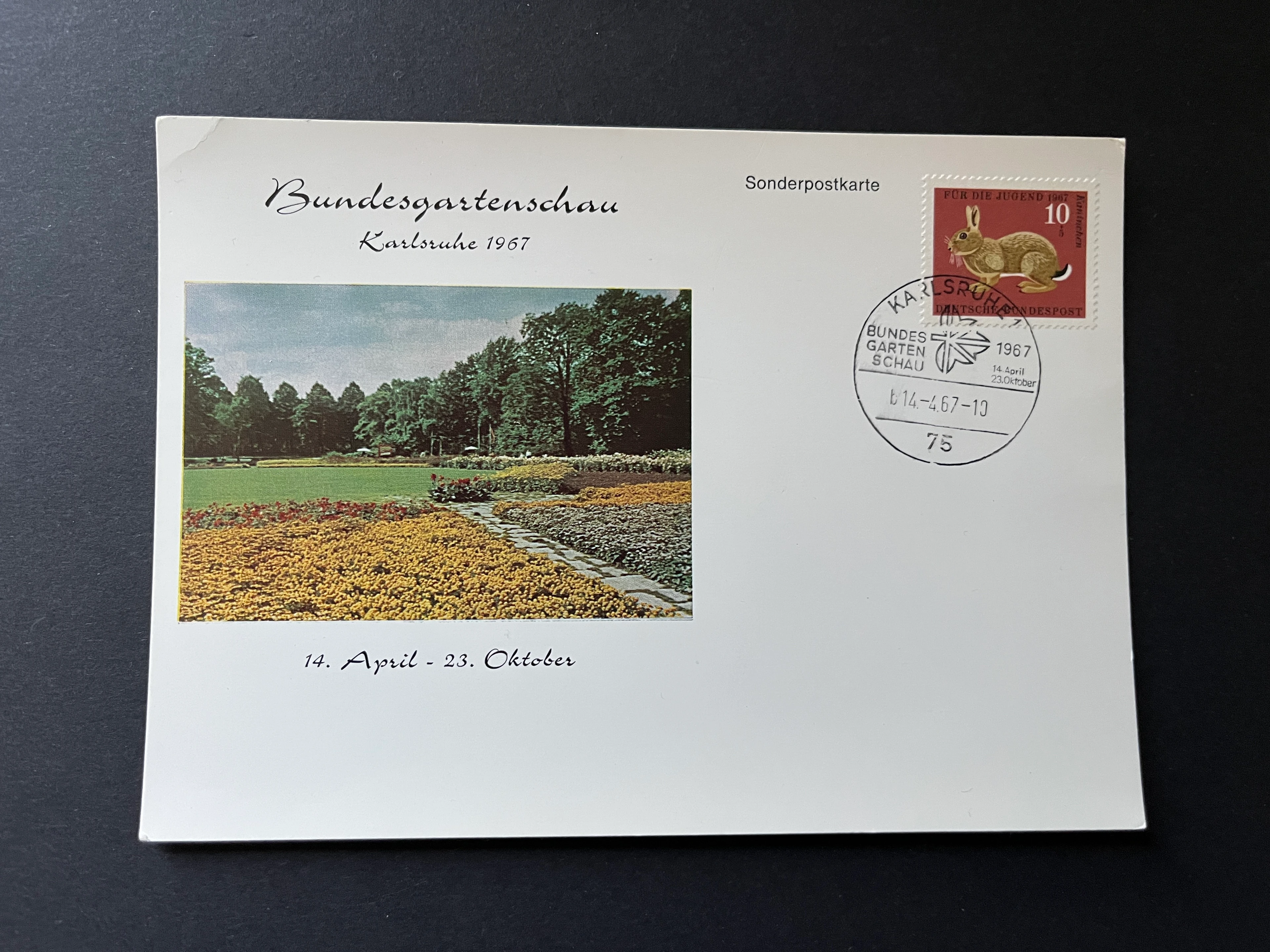 Sonderpostkarte zur Bundesgartenschau Karlsruhe 1967 Sondergestempelt