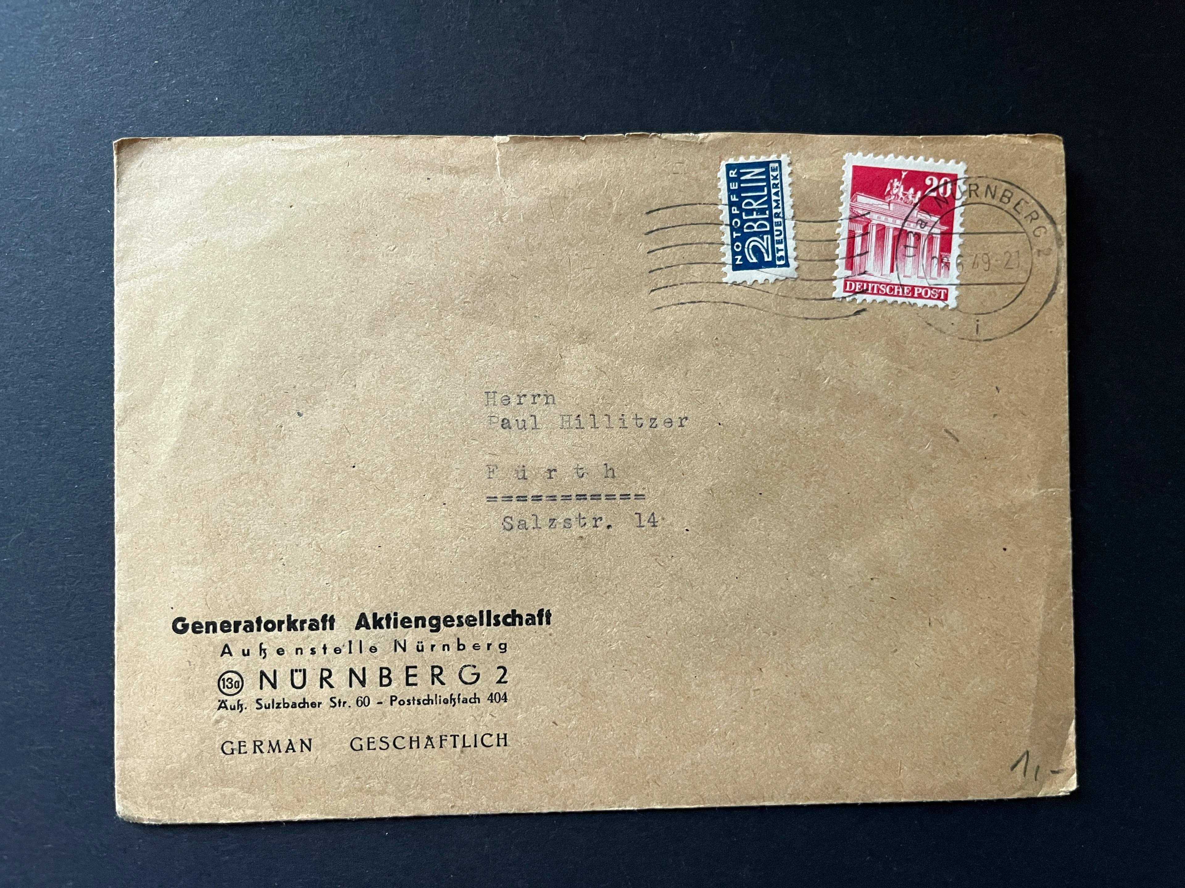 Deutschland unter alliierter Besatzung Brief gestempelt auf #84 und Notopfer BERLIN