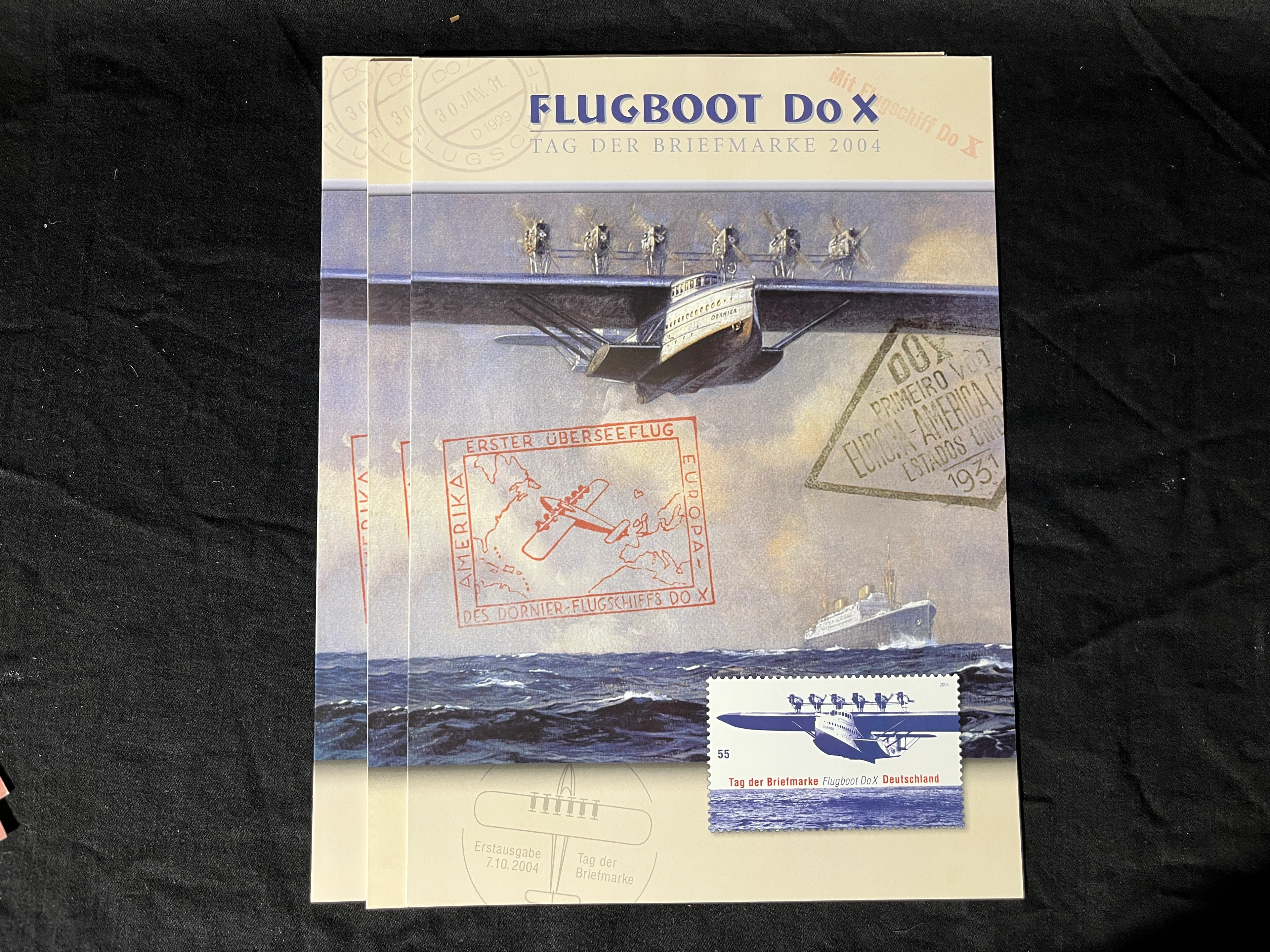 Sonderpostwertzeichen Faltkarte Tag der Briefmarke 2004 "Flugboote Do X"
