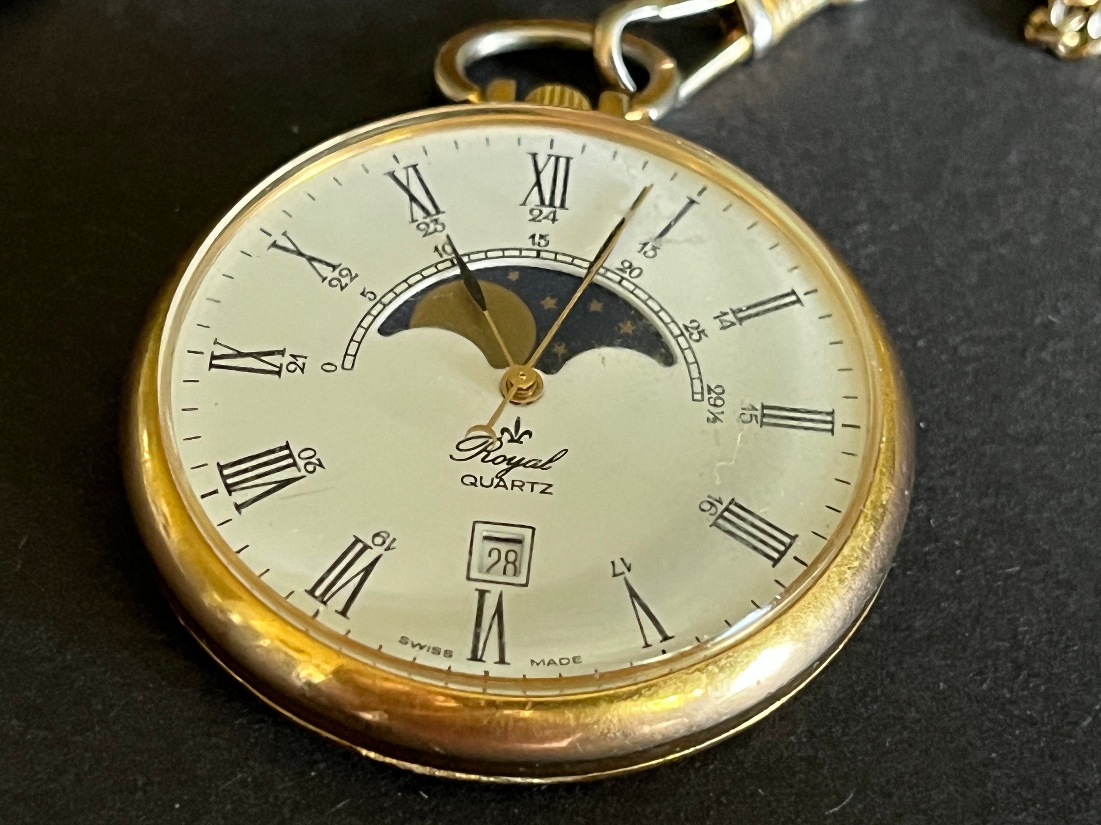 Taschenuhr an Kette "Royal Quartz" mit Mondphasenanzeige