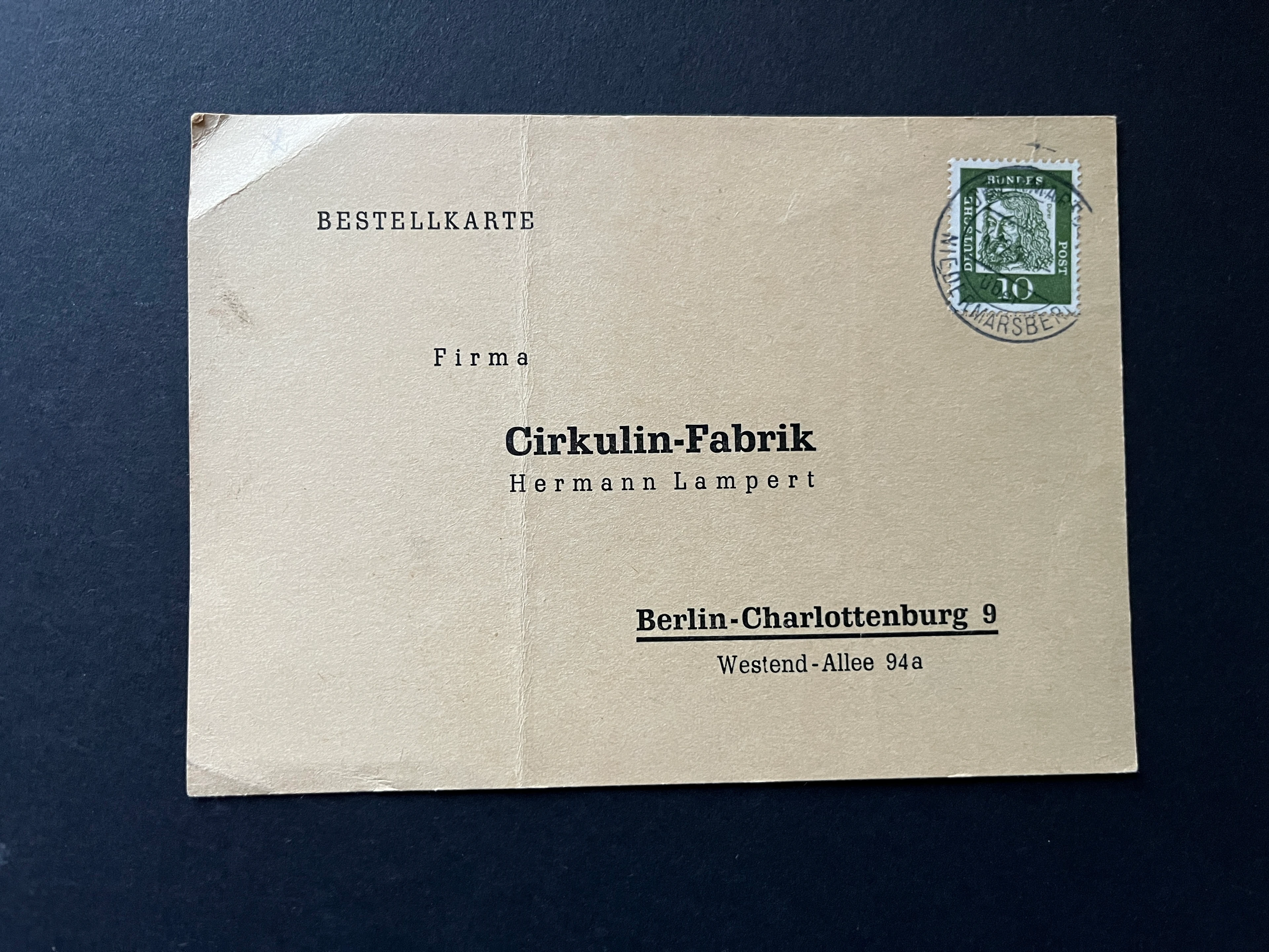Postkarte BUND "Cirkulin" mit MICHEL#350 gestempelt und echt gelaufen