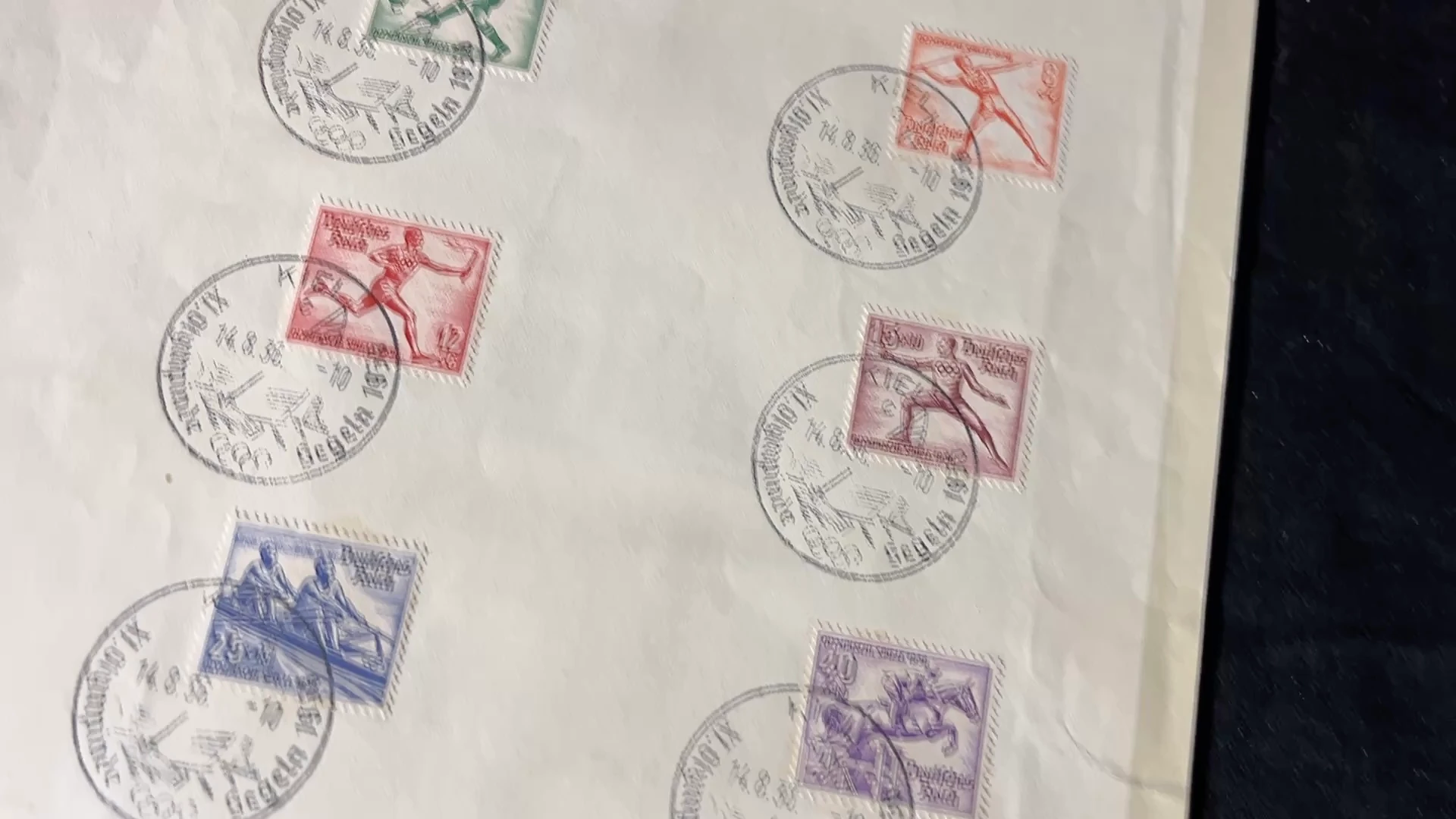 Schmuckblatt Sonderbriefmarken der Reichspost für die XI. Olympischen Spiele 1936