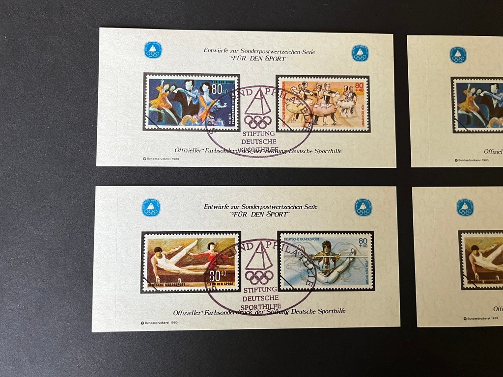 Entwürfe zur Sonderpostwertzeichen-Serie "Für den Sport" der Stiftung Deutsche Sporthilfe - Privaterzeugnis Bundesdruckerei 1983