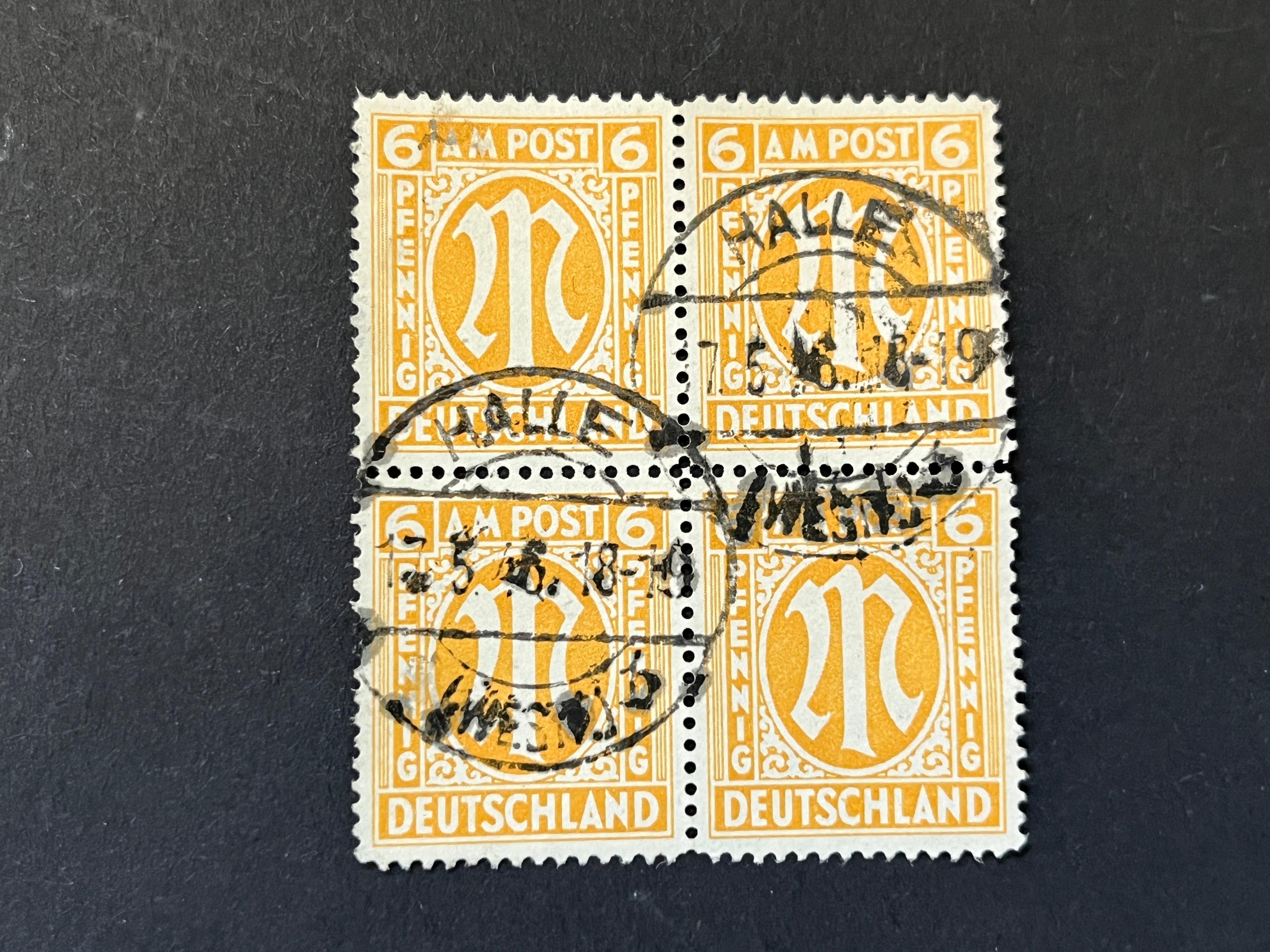 Alliierte Besetzung - britische Zone #13 Viererblock auf Papier "x" gestempelt