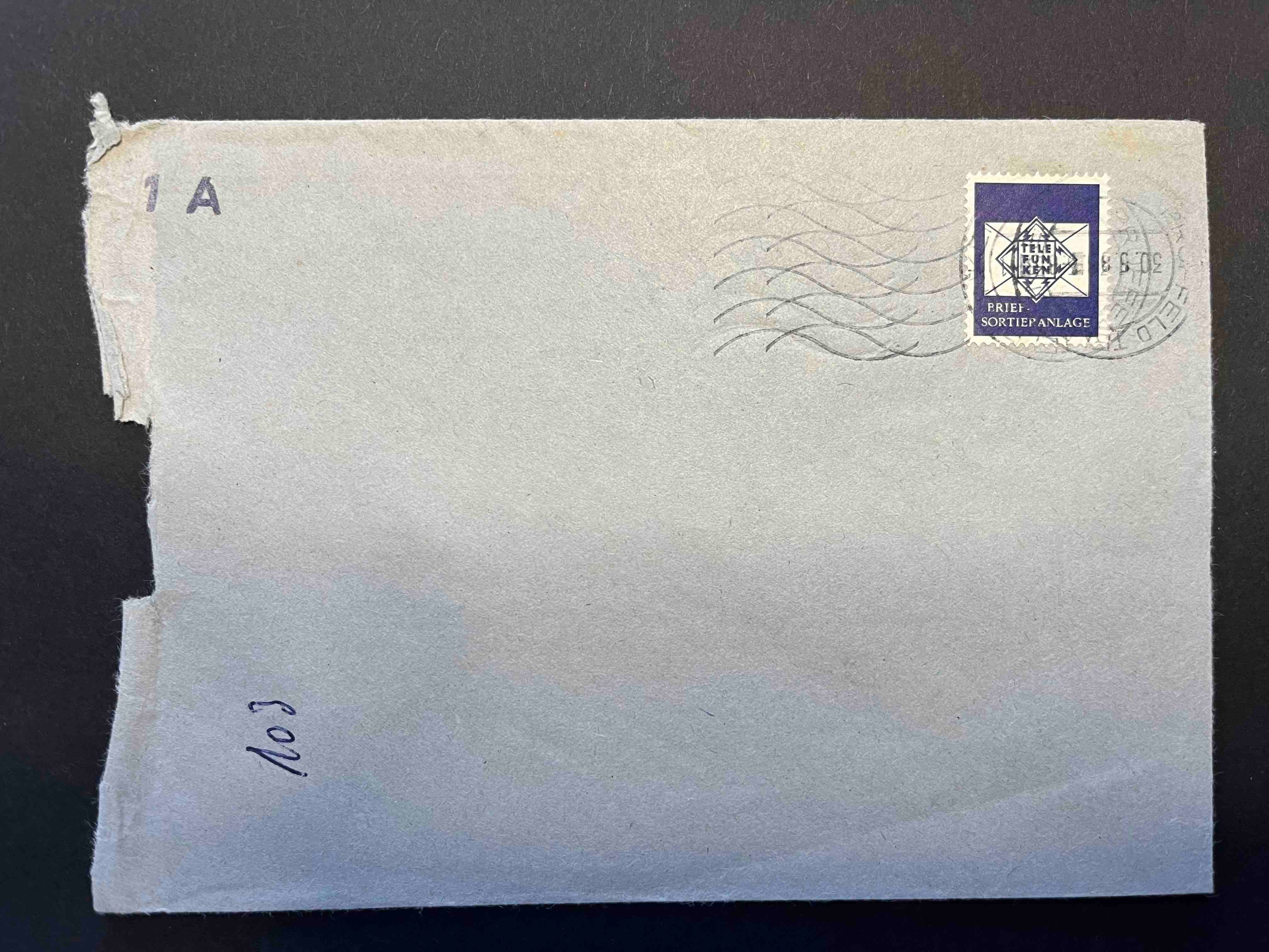 Brief Betriebspost intern TELEFUNKEN Sortieranlage - gestempelt und gelaufen