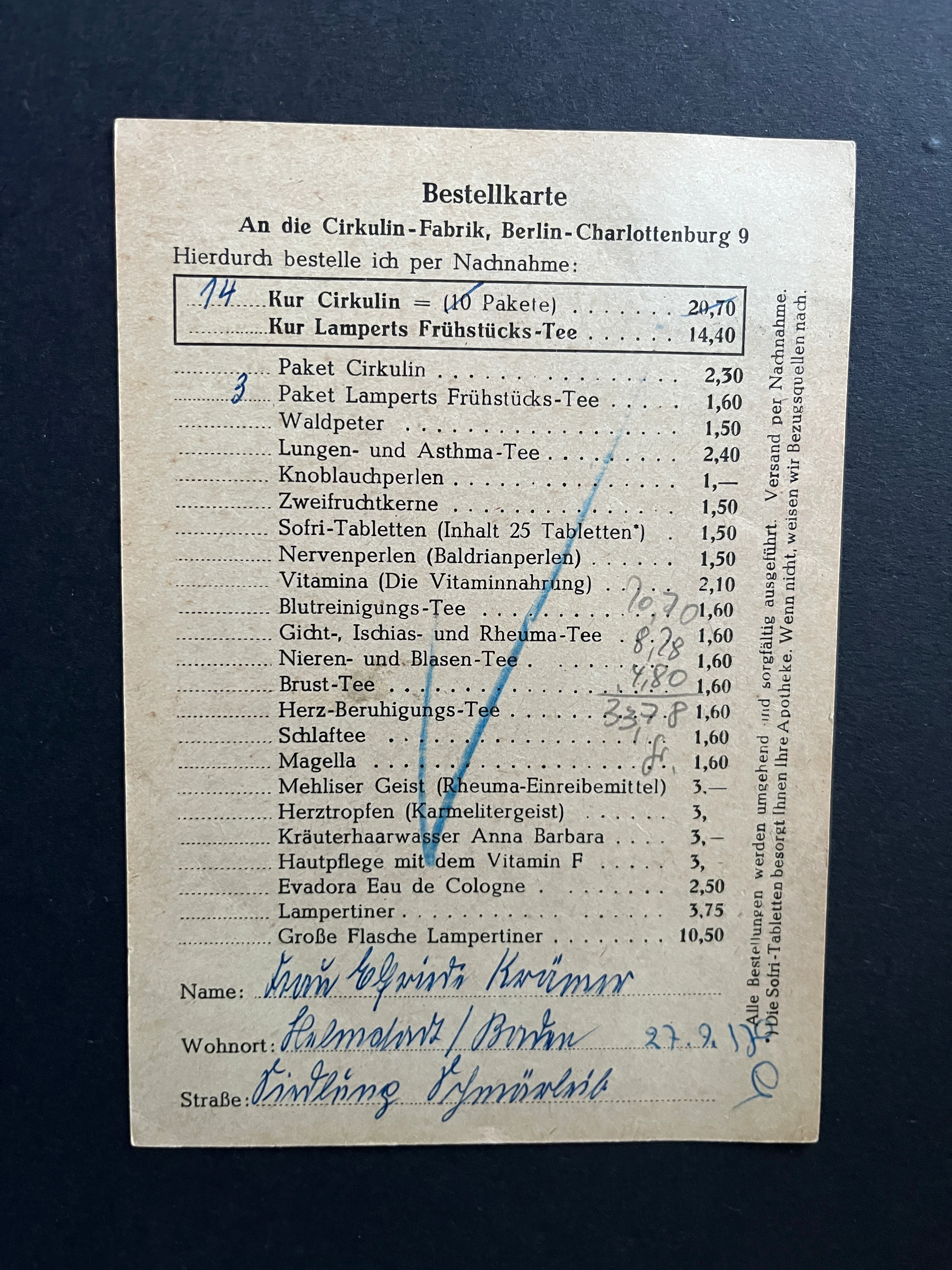 Postkarte BUND "Cirkulin" mit MICHEL#181x gestempelt und echt gelaufen