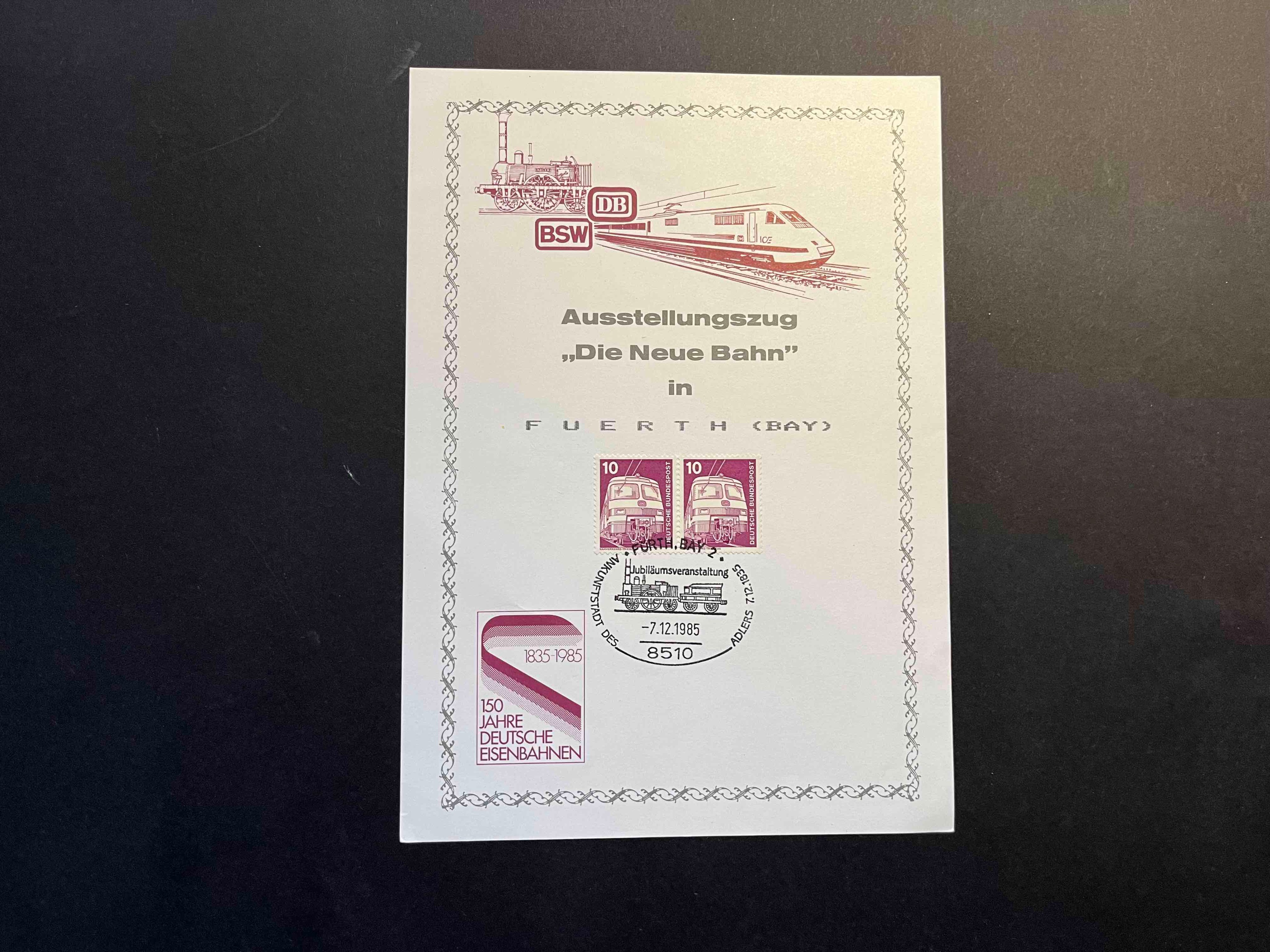 Sonderkarte Ausstellungszug "Die neue Bahn in Fürth (BAY)