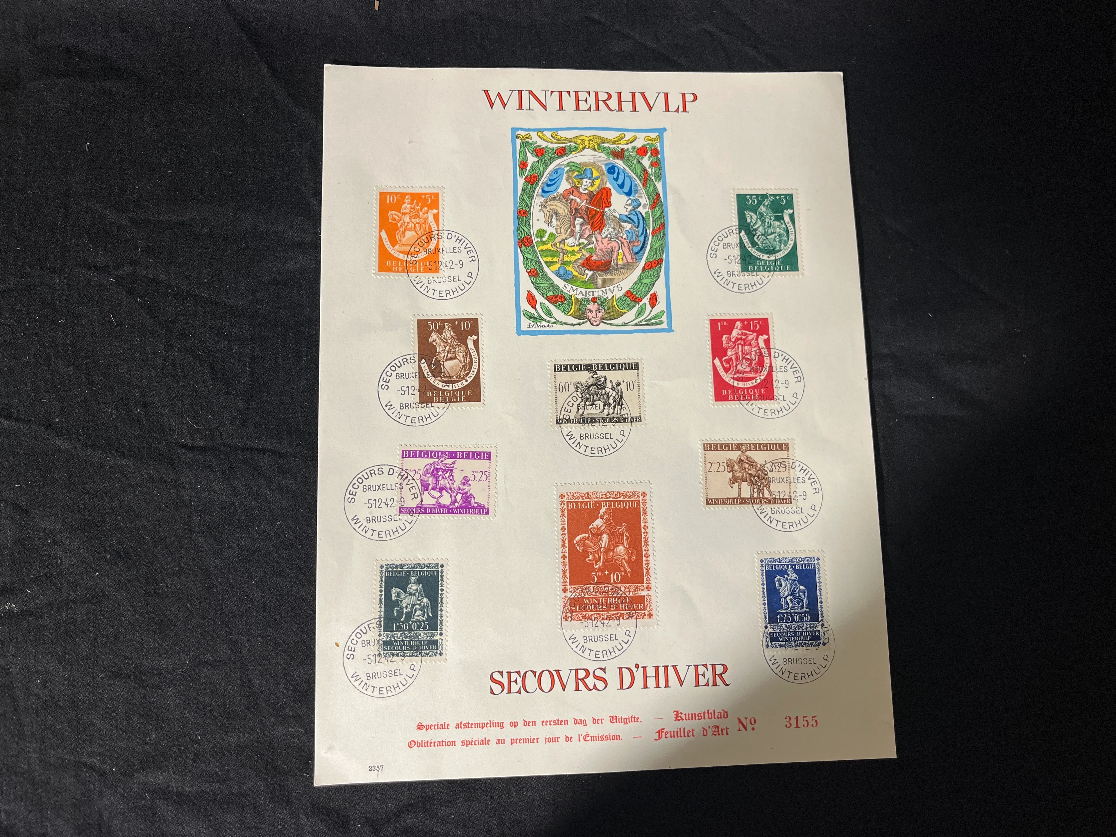 Kunstblatt Secours D´Hiver Winterhulp 1942 Belgien