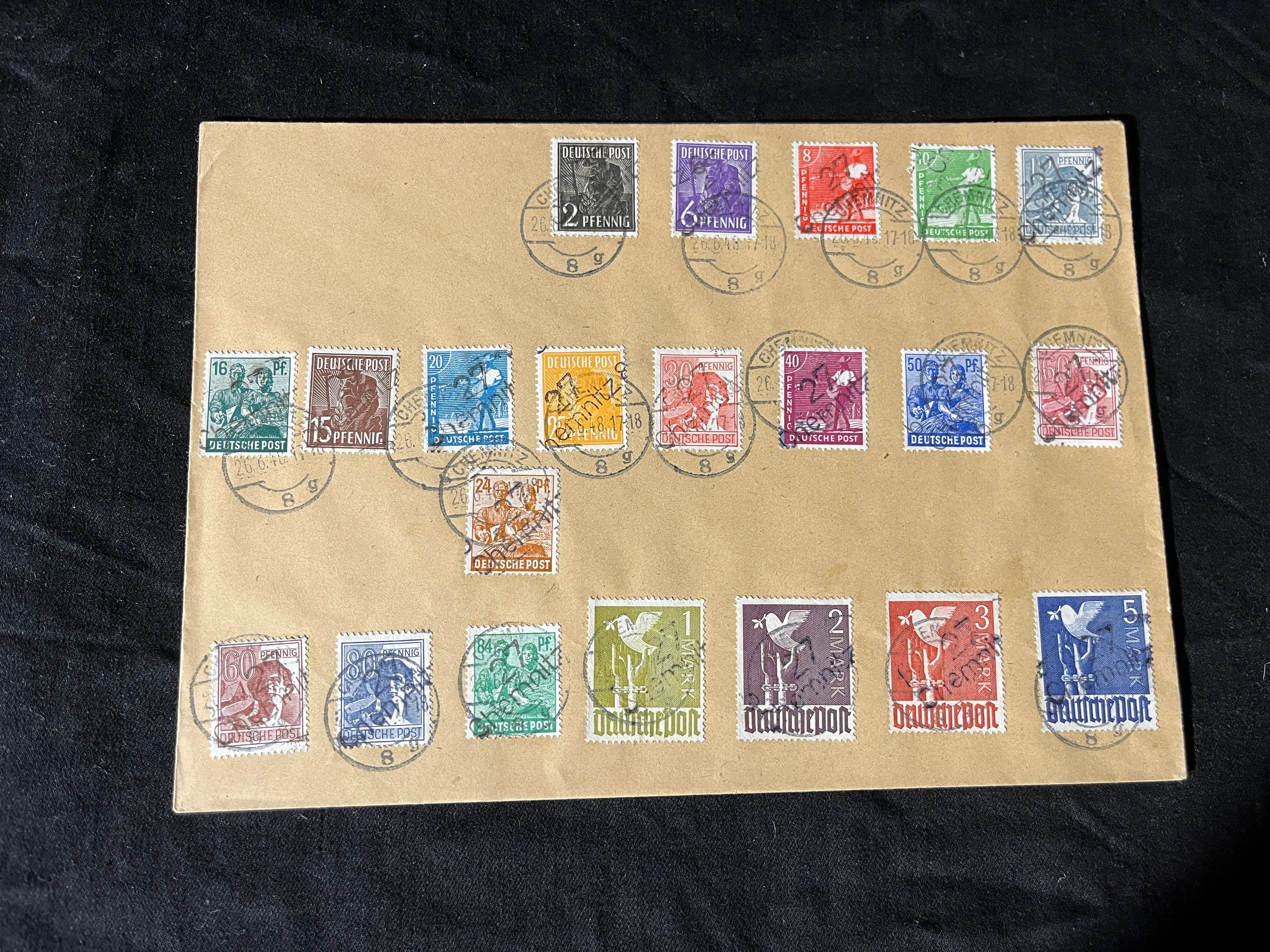 Alliierte Besetzung - sowjetische Zone Kontrollausgabe Bezirksstempel #27 Chemnitz Satz gestempelt 