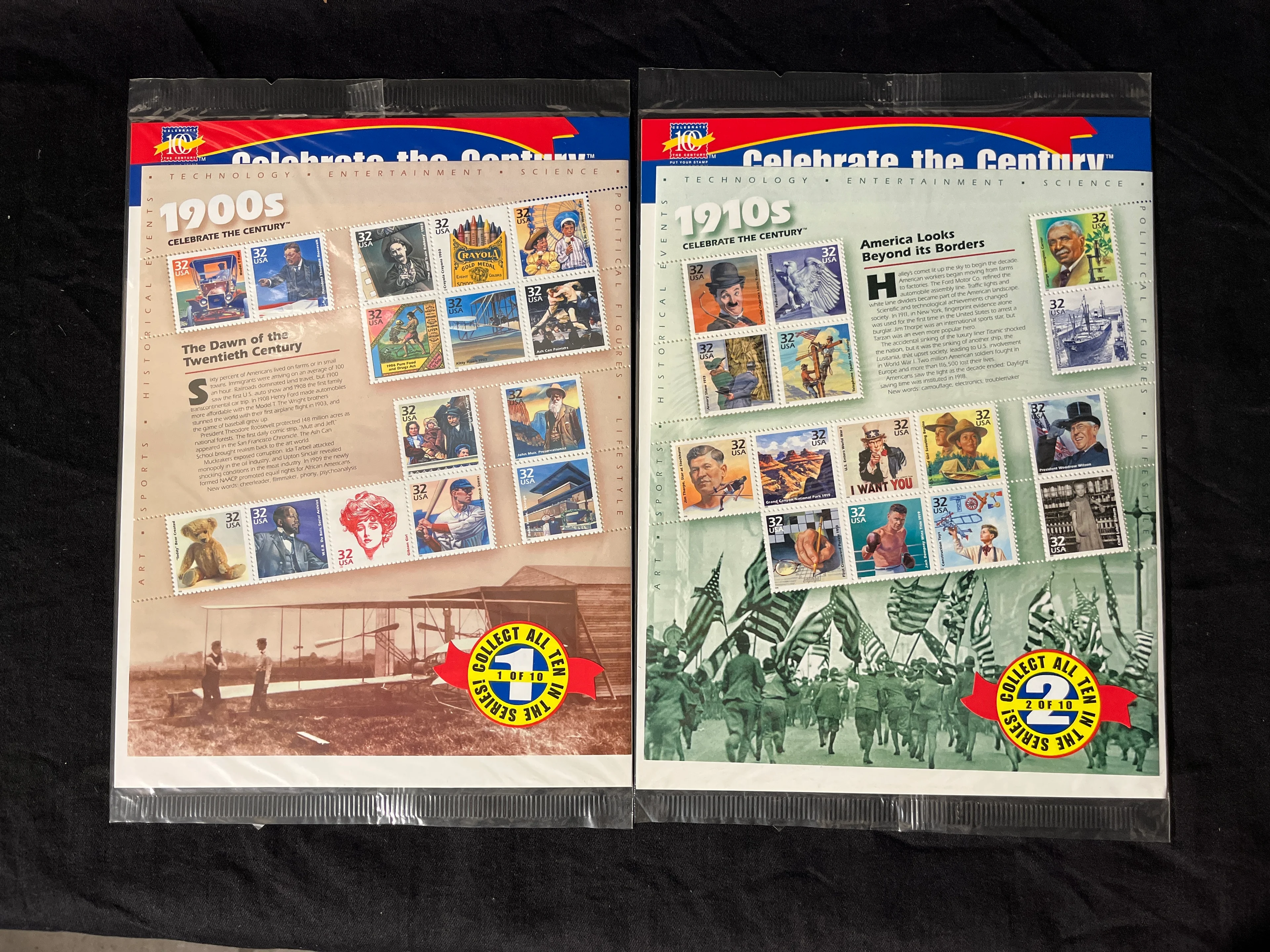2 Stück United States of Amerika Bogen "Celebrate the Century" 1900s und 1910s Bogen postfrisch