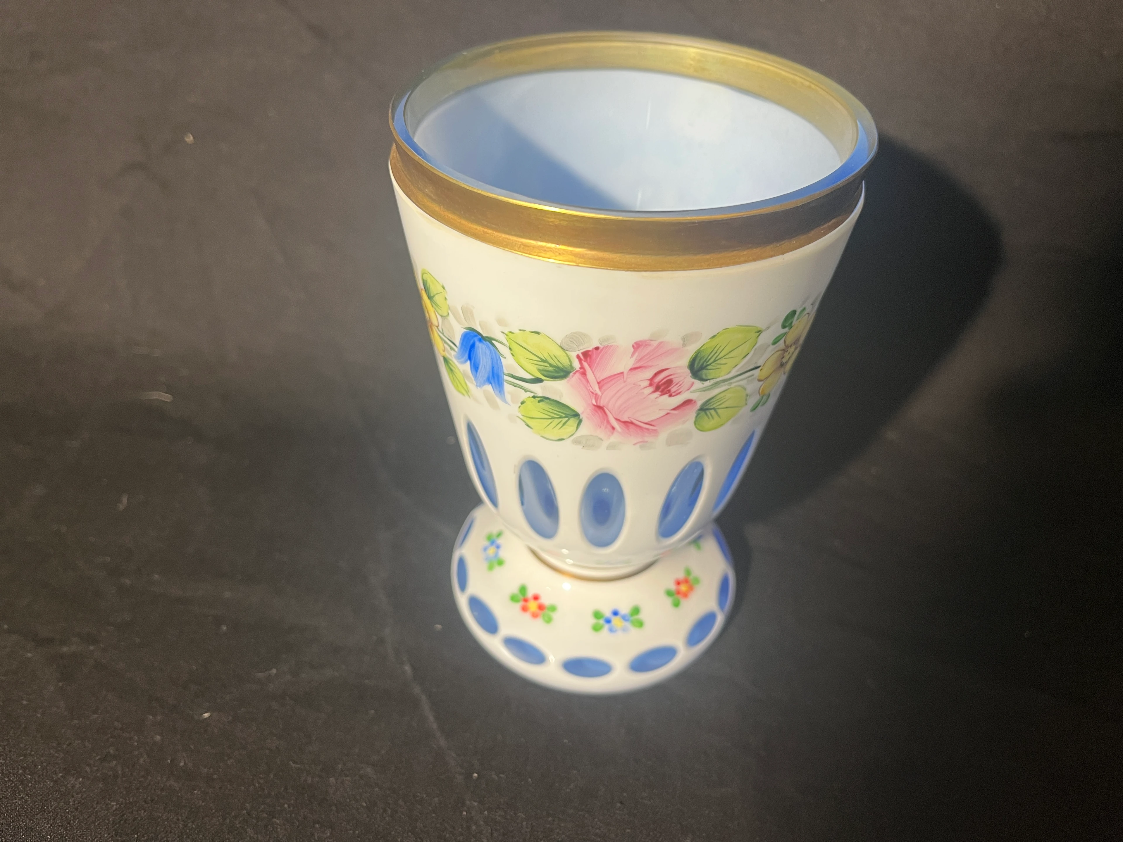 Bohemia Glas Kelch 20. Jhd mit Etikett