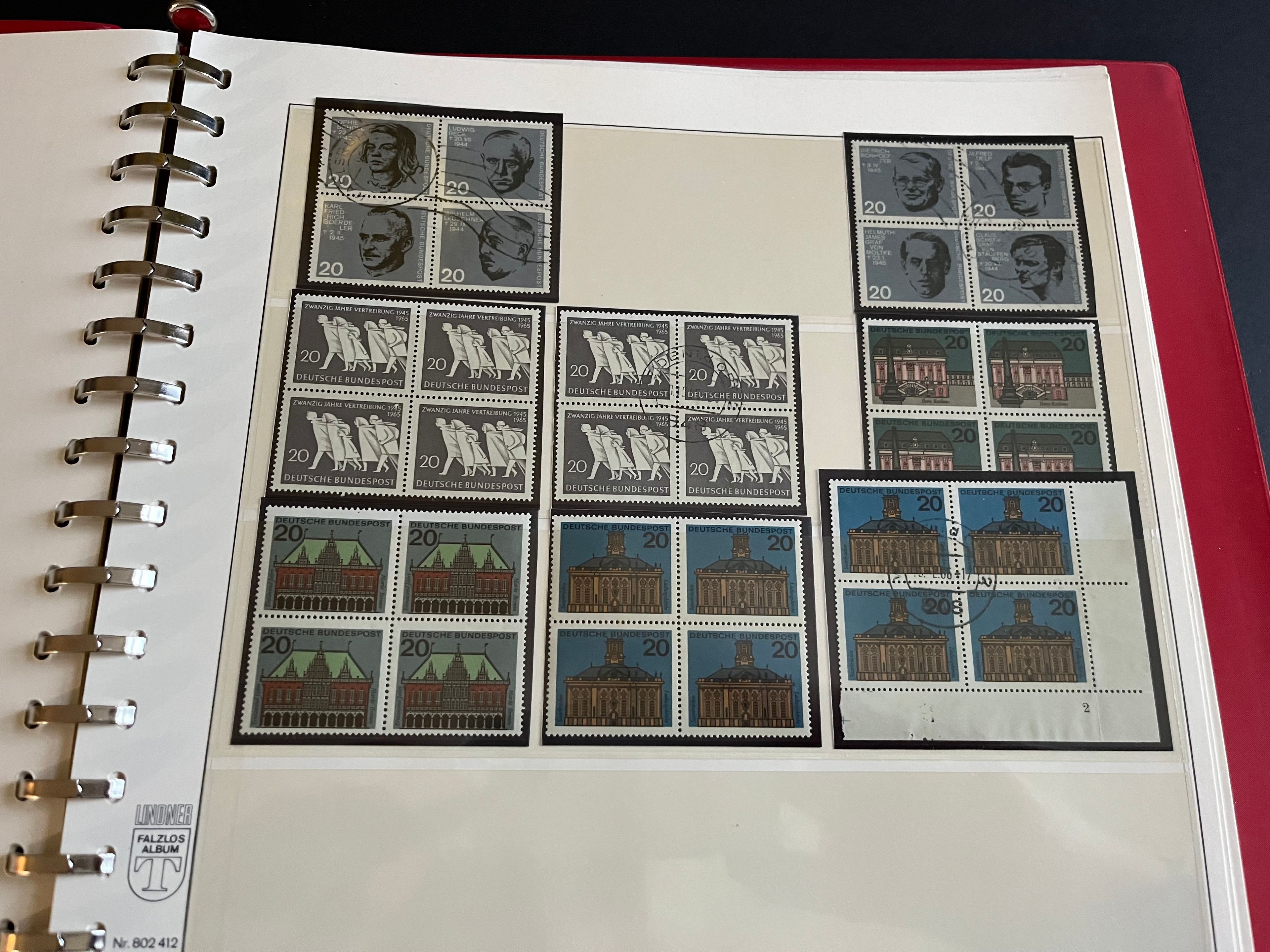 Briefmarken Album "Bundesrepublik BRD" Bogenteile zu Viererblöcken 006