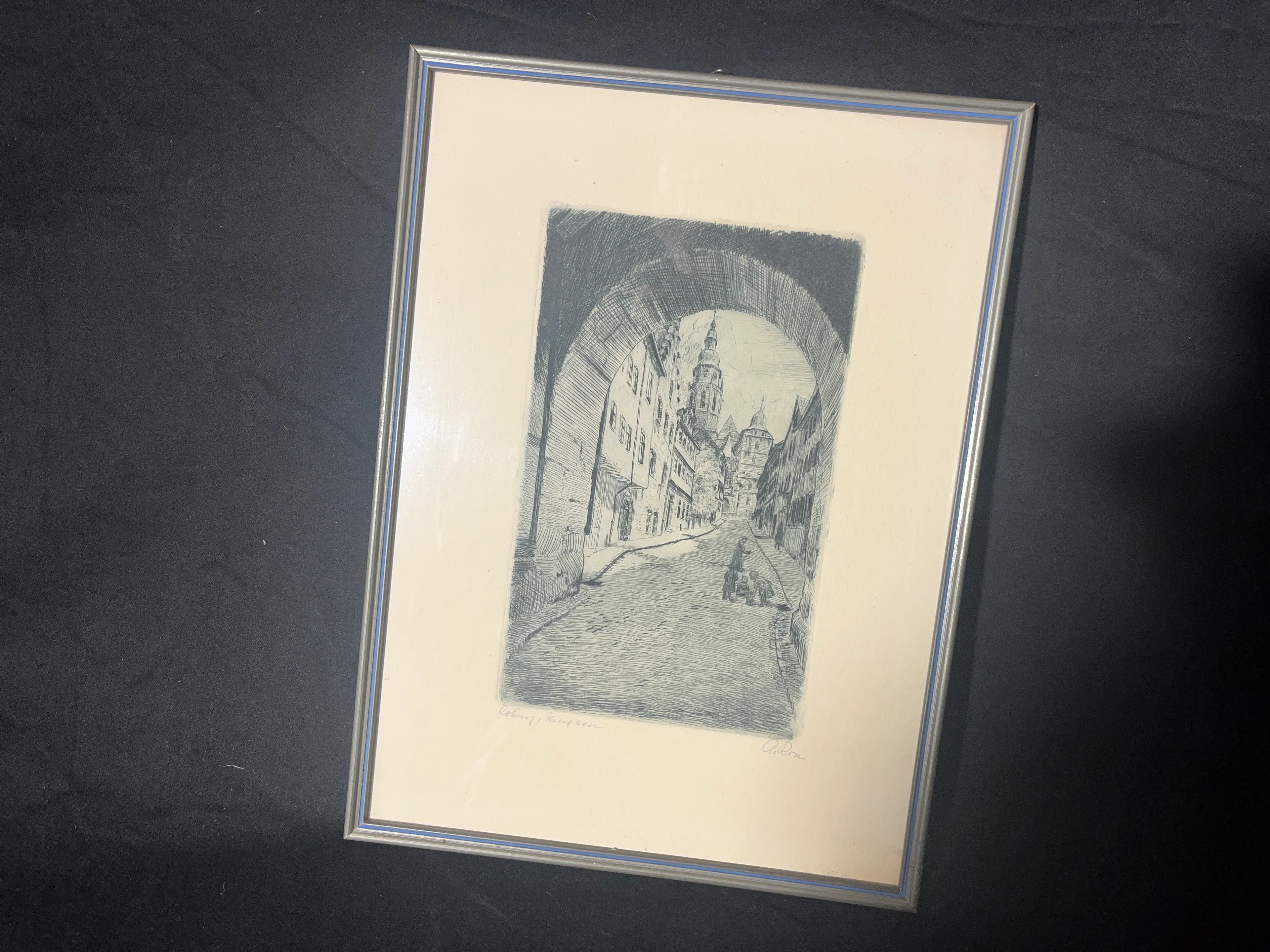 Radierung von Arthur Rose - Neugasse in Coburg