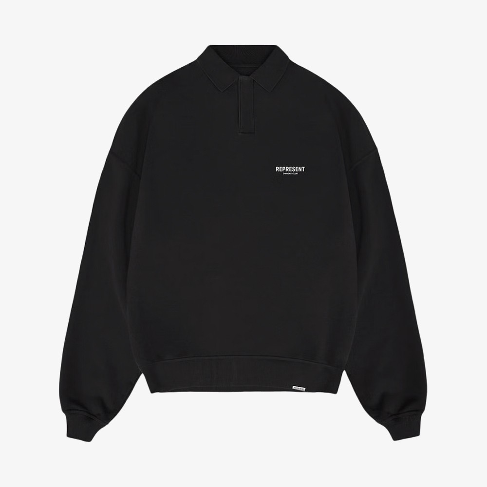 Owners Club LS Polo Sweater 'Black'