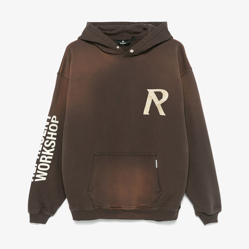 Masking Tape Initial Hoodie 'Brown'