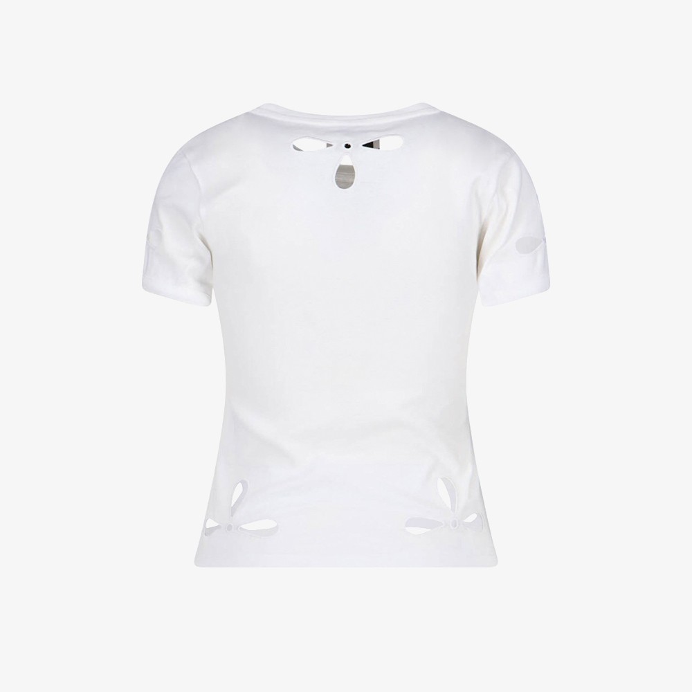 Petal Embroidered Slim Fit T-Shirt 'White'