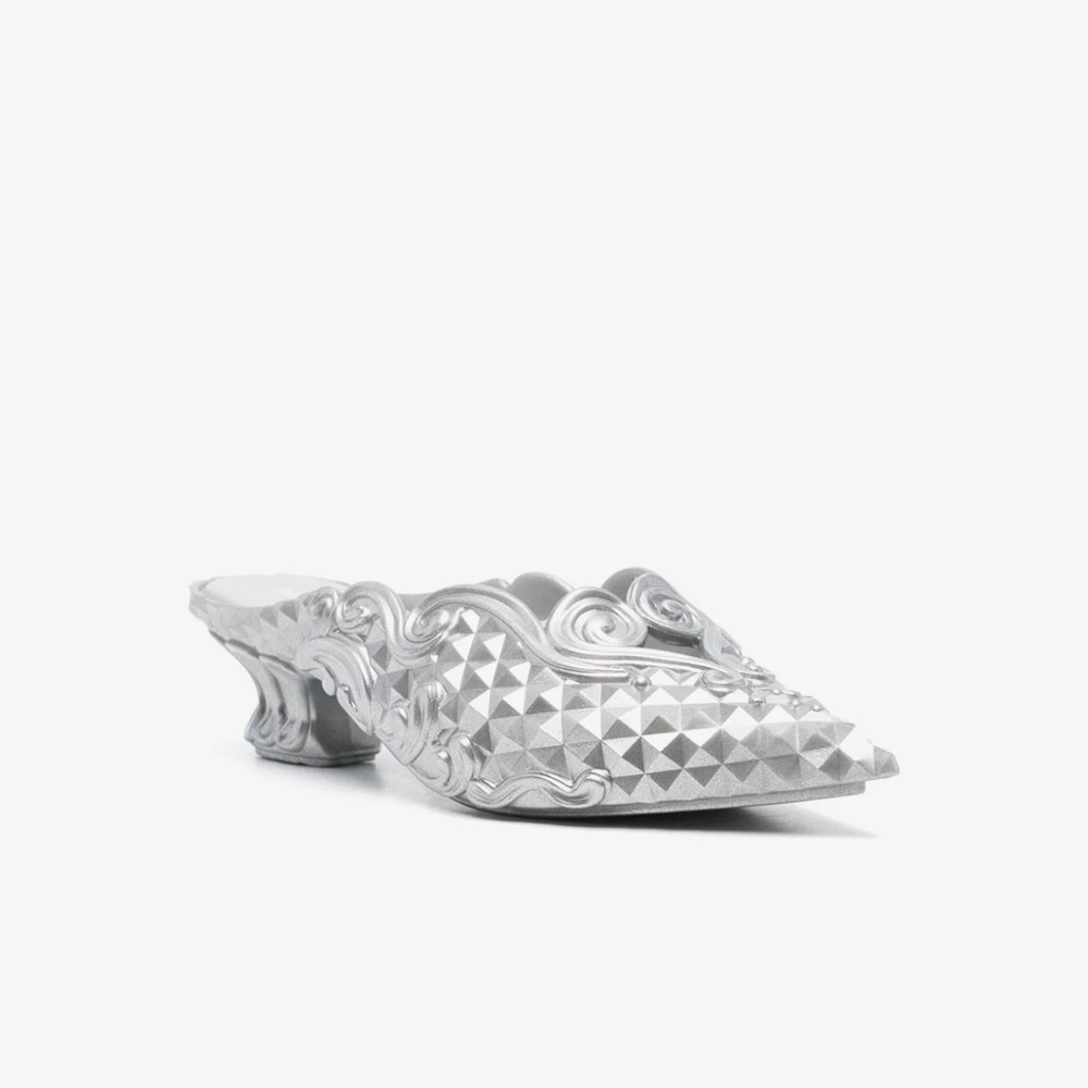Melissa Point Mules 'Silver'