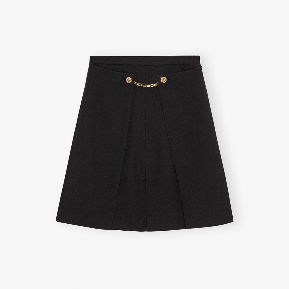 Light Twill Suiting Skirt 'Black'