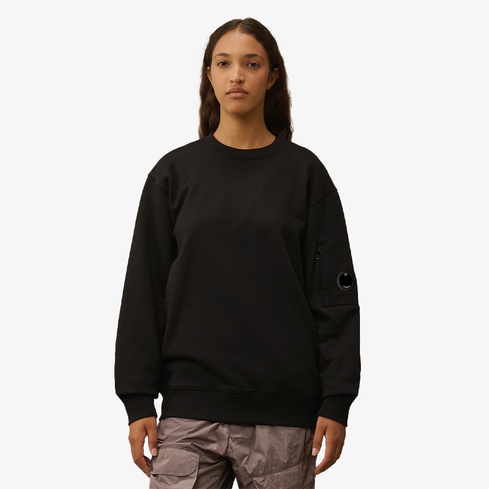 Diagonal Raised Crew Neck Lens Sweatshirt 'Black'