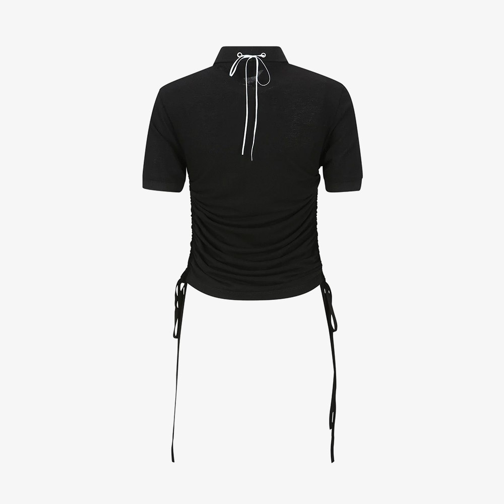 Halter String Polo Shirt 'Black'