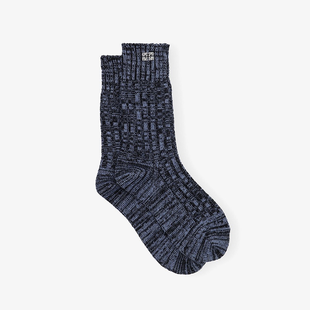 Winter Melange Ribbed Socks 'Blue'