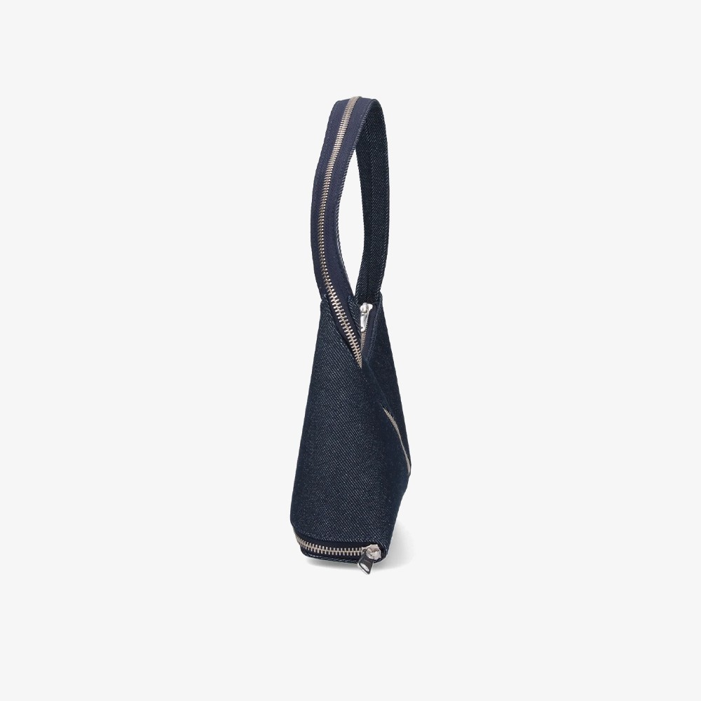 Denim Zip Baguette Bag