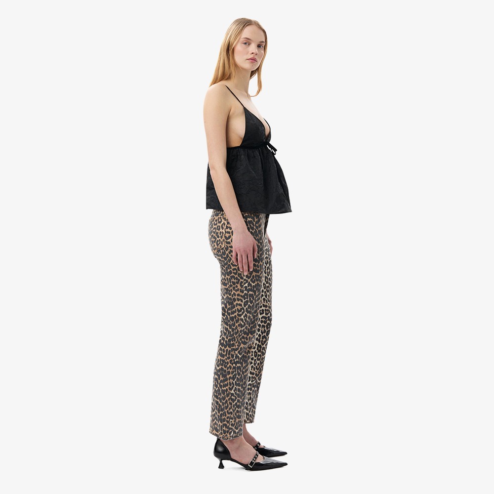 Print Denim Betzy Cropped 'Leopard'