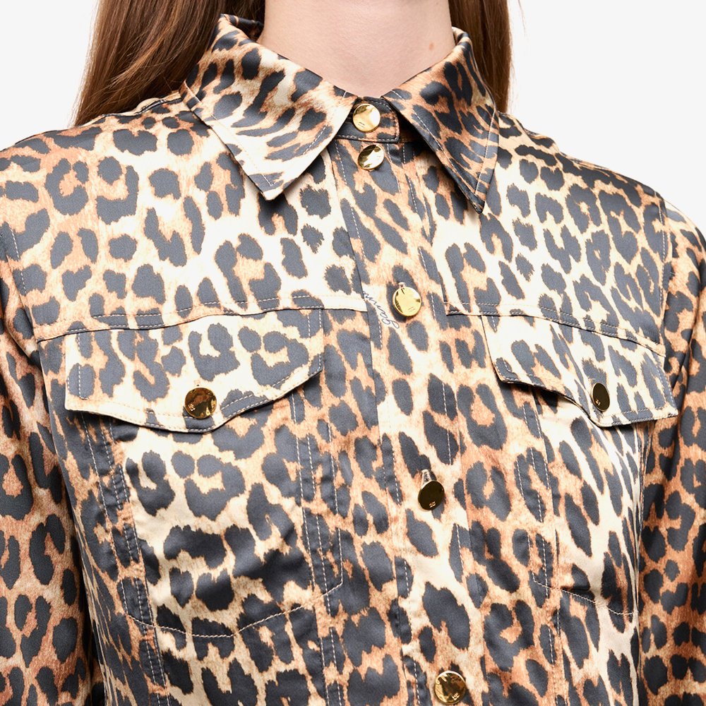 Printed Satin Shirt 'Leopard'