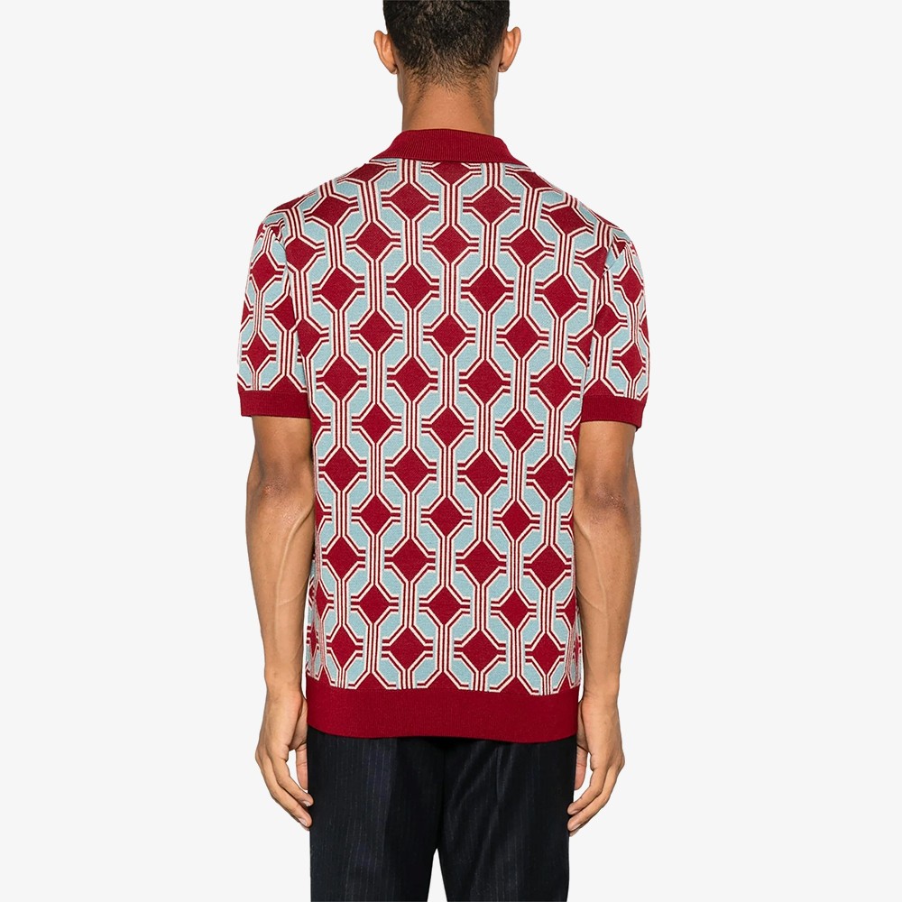 La Maille Polo Géométrique 'Dark Red'