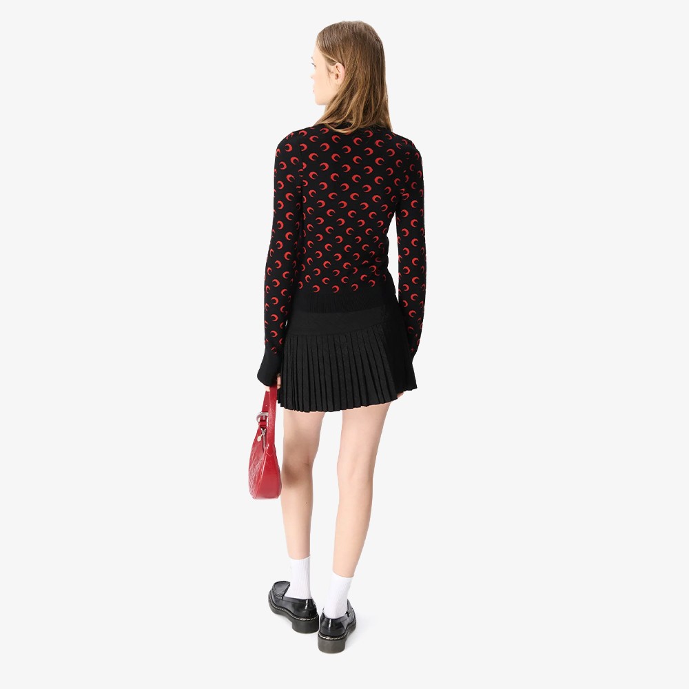 Moon Jacquard Knit Fitted Sweater 'Red'