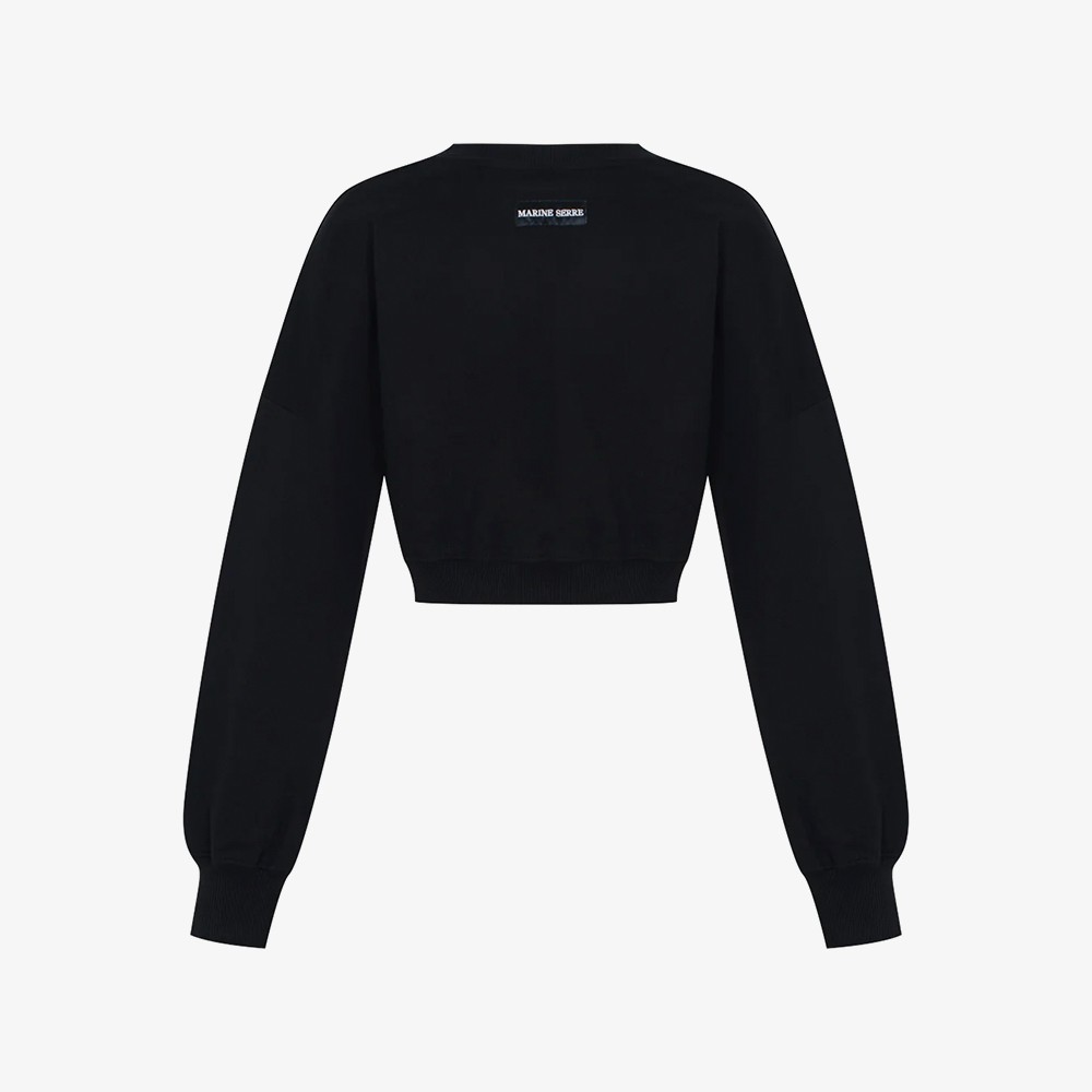 Moon Logo Fleece Cropped Sweatshirt 'Black'