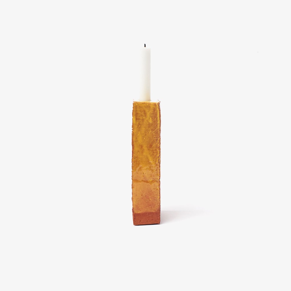 A Single Brick Candle Holder 'Yellow'