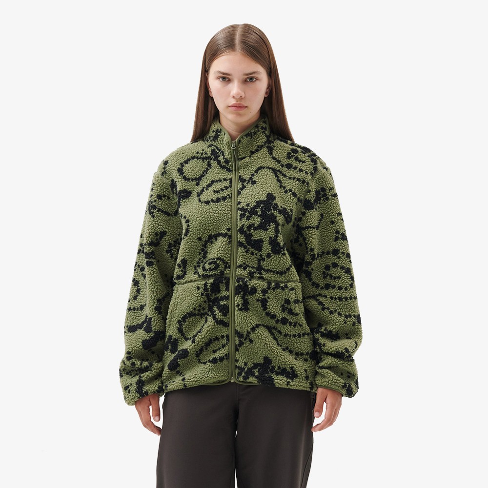 Print Fleece Jacket 'Green Mix'