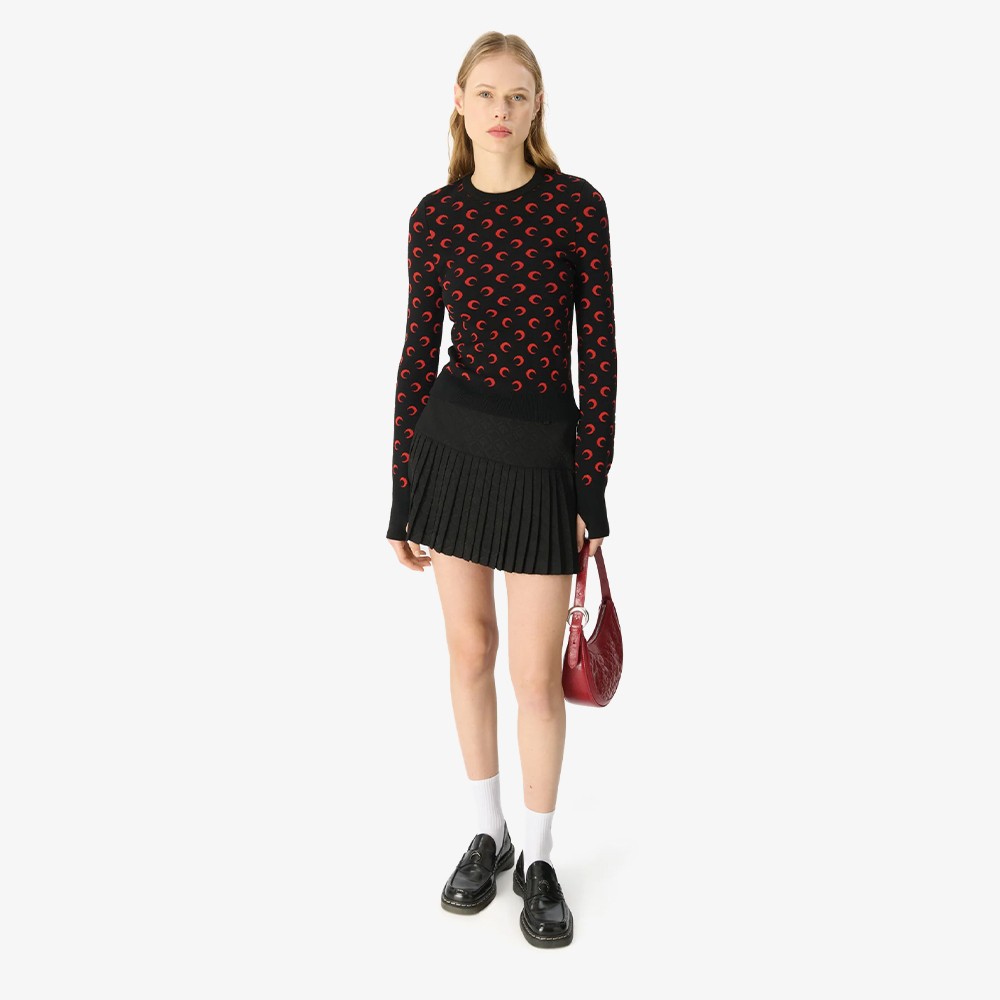 Moon Jacquard Knit Fitted Sweater 'Red'